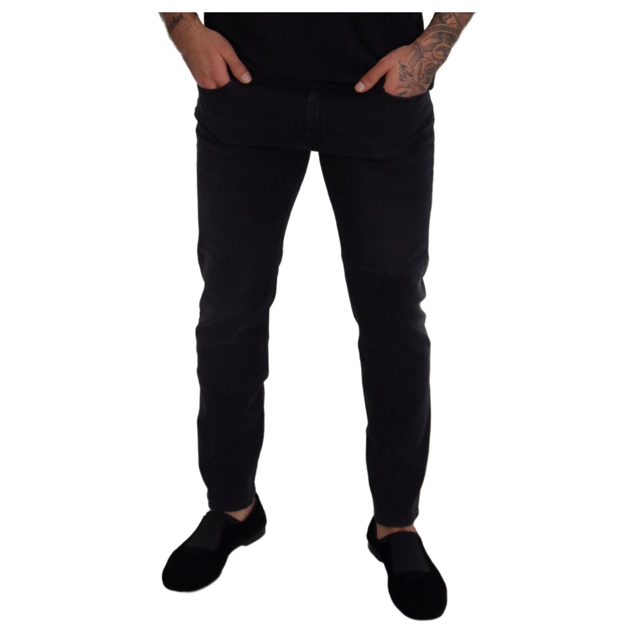 Dolce & Gabbana Sleek Black Cotton Blend Denim Pants
