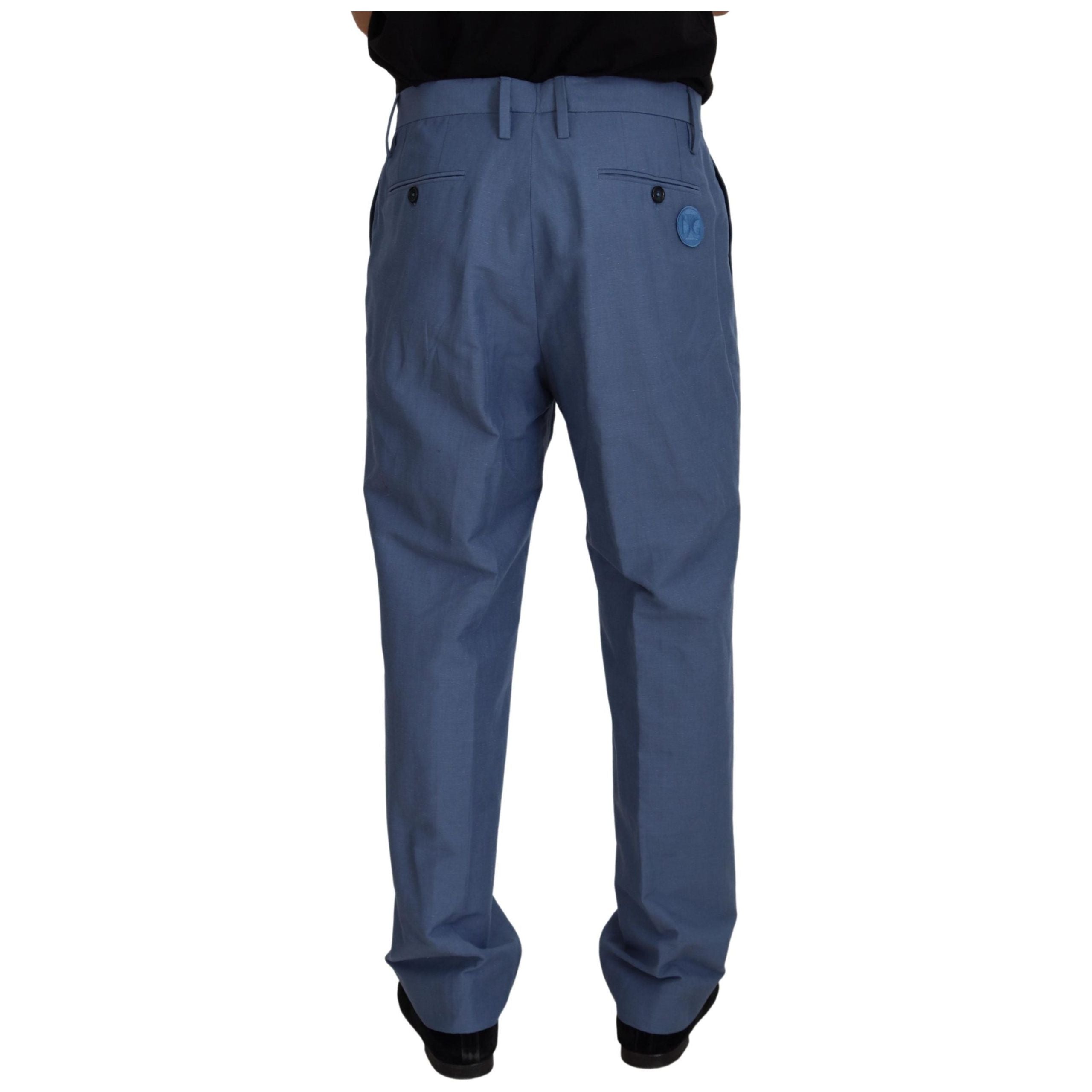 Dolce & Gabbana Blue Linen-Cotton Blend Trousers