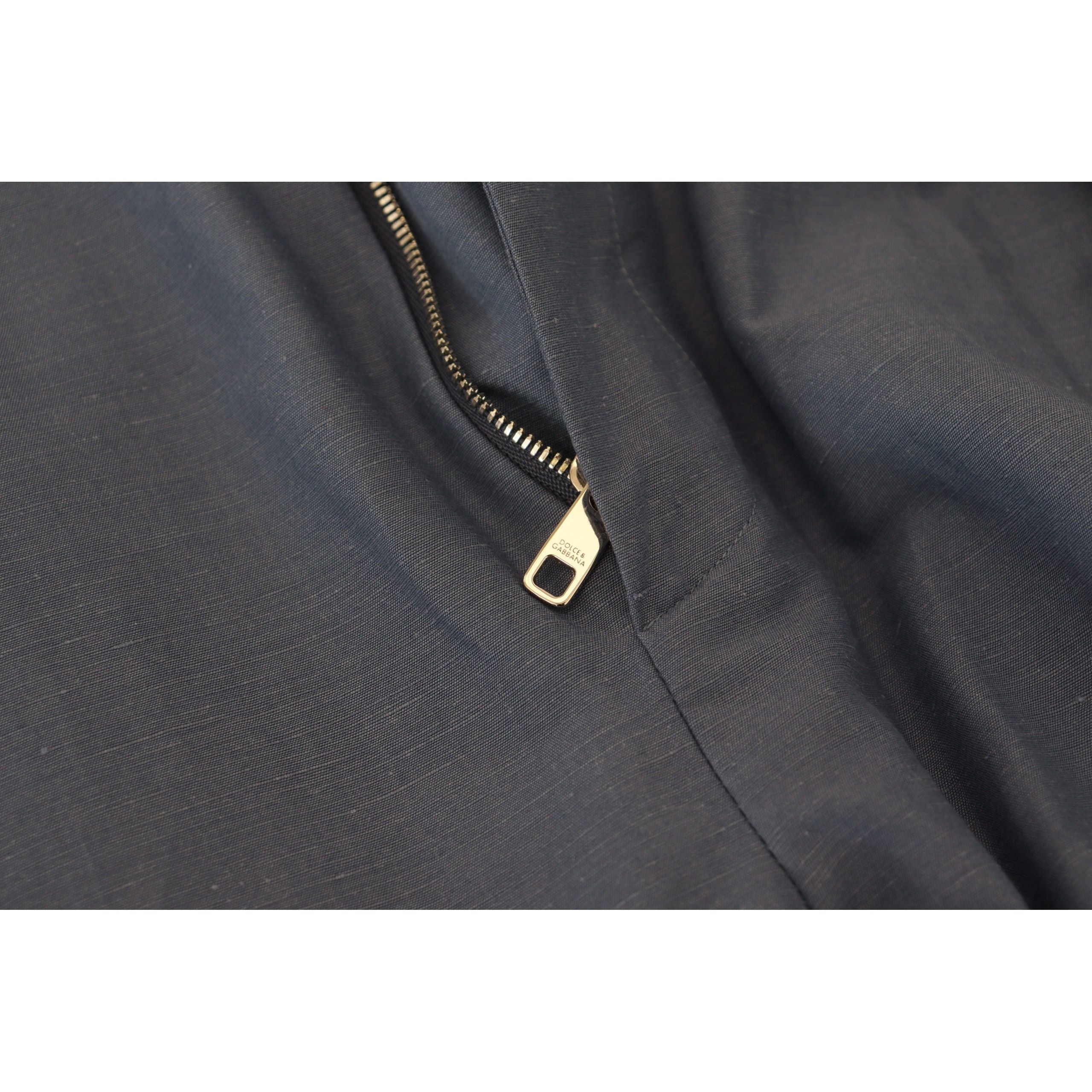 Dolce & Gabbana Blue Linen-Cotton Blend Trousers