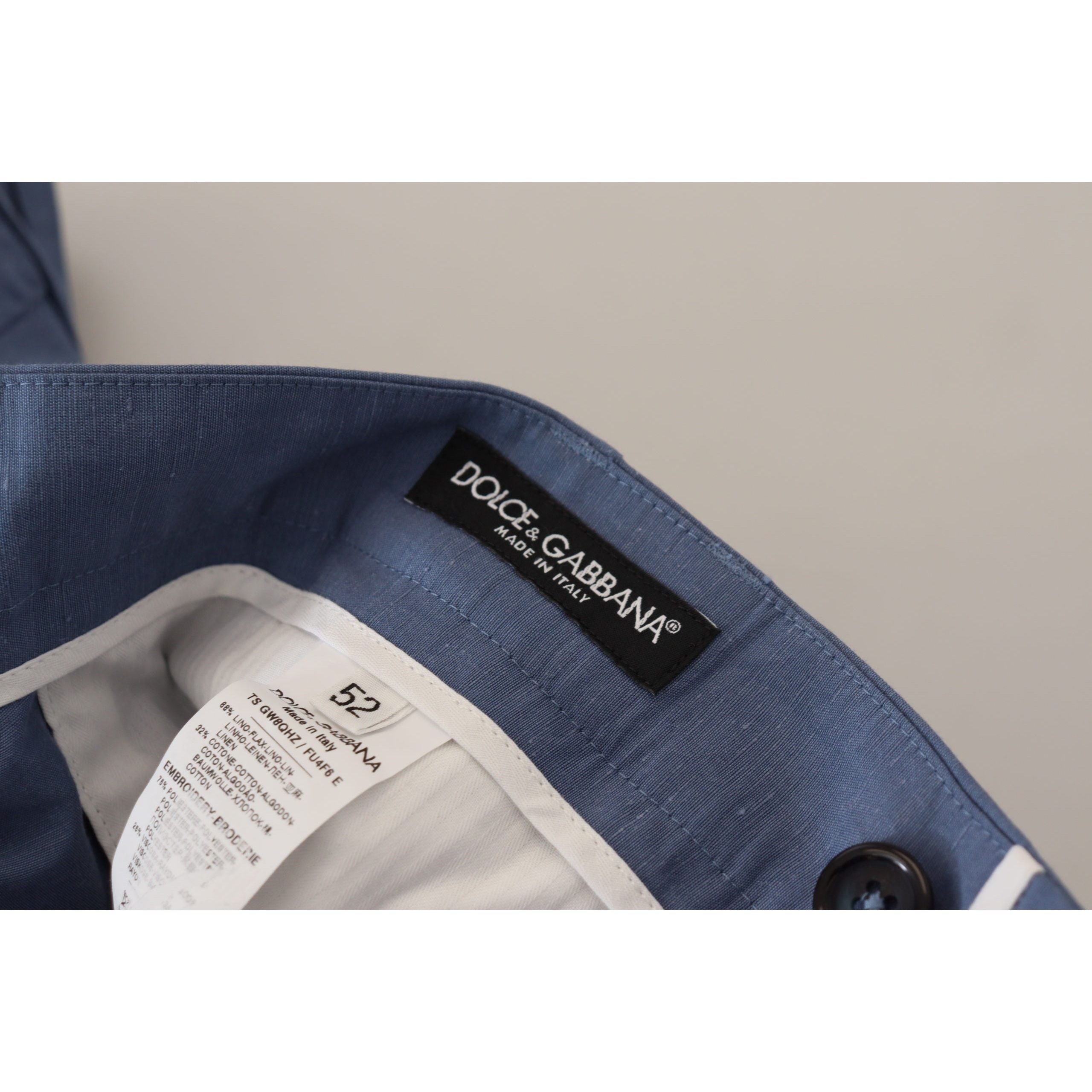 Dolce & Gabbana Blue Linen-Cotton Blend Trousers