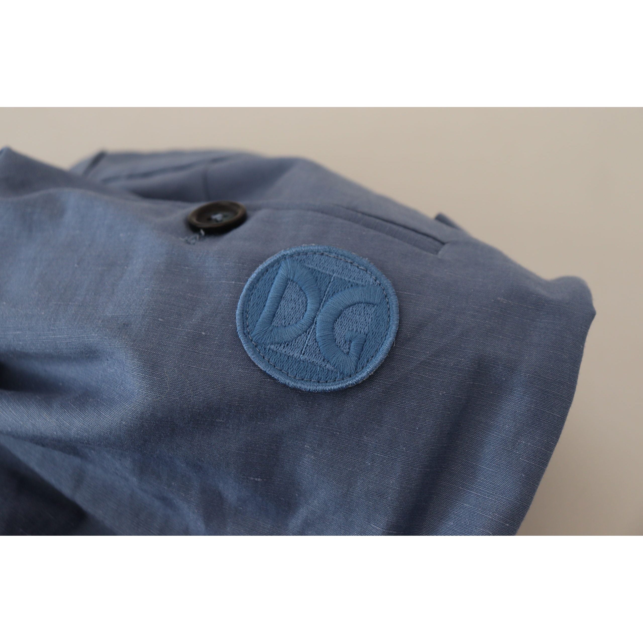 Dolce & Gabbana Blue Linen-Cotton Blend Trousers