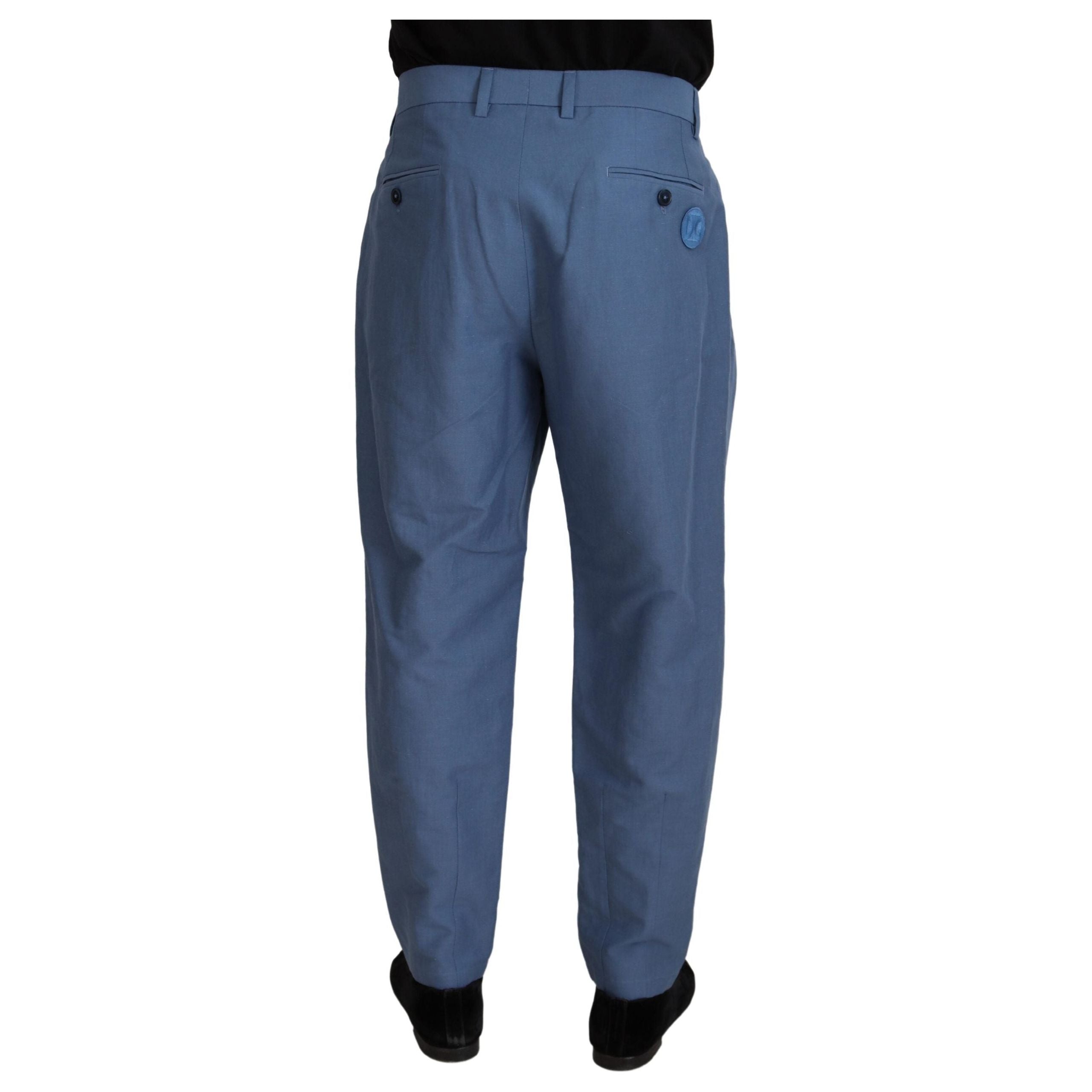 Dolce & Gabbana Elegant Blue Linen-Cotton Pants Collection