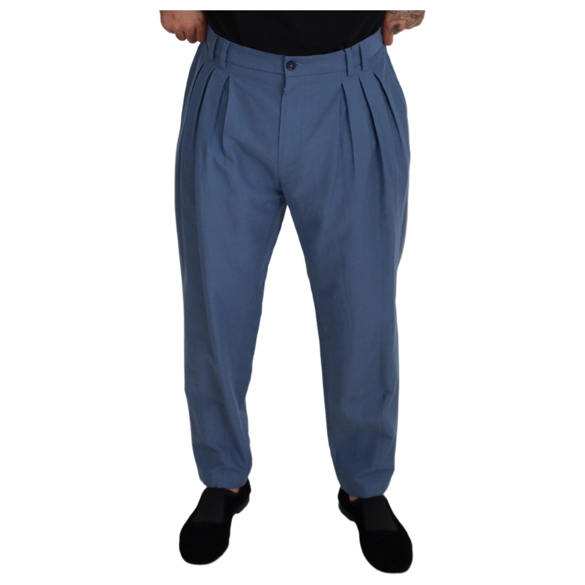 Dolce & Gabbana Elegant Blue Linen-Cotton Pants Collection