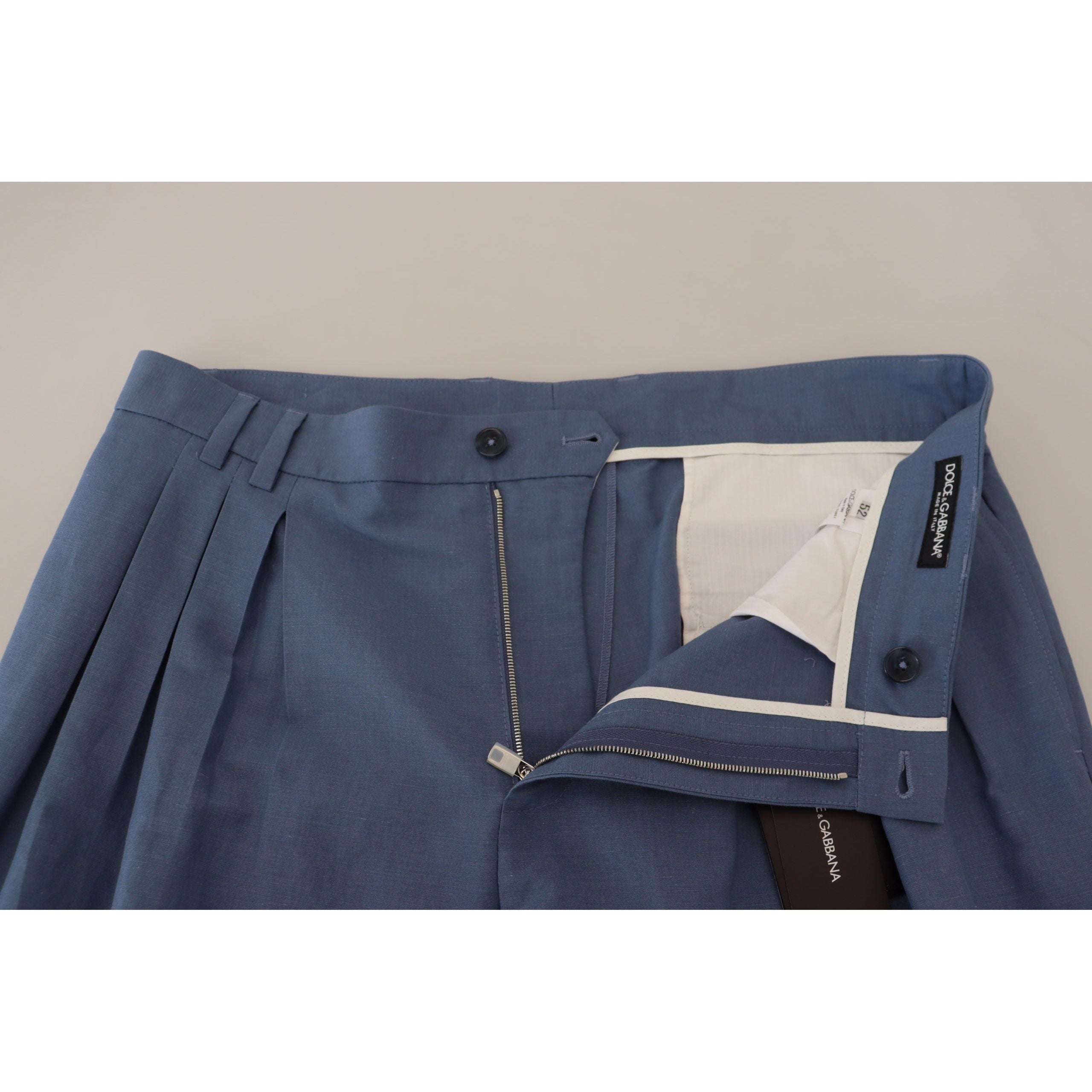 Dolce & Gabbana Elegant Blue Linen-Cotton Pants Collection