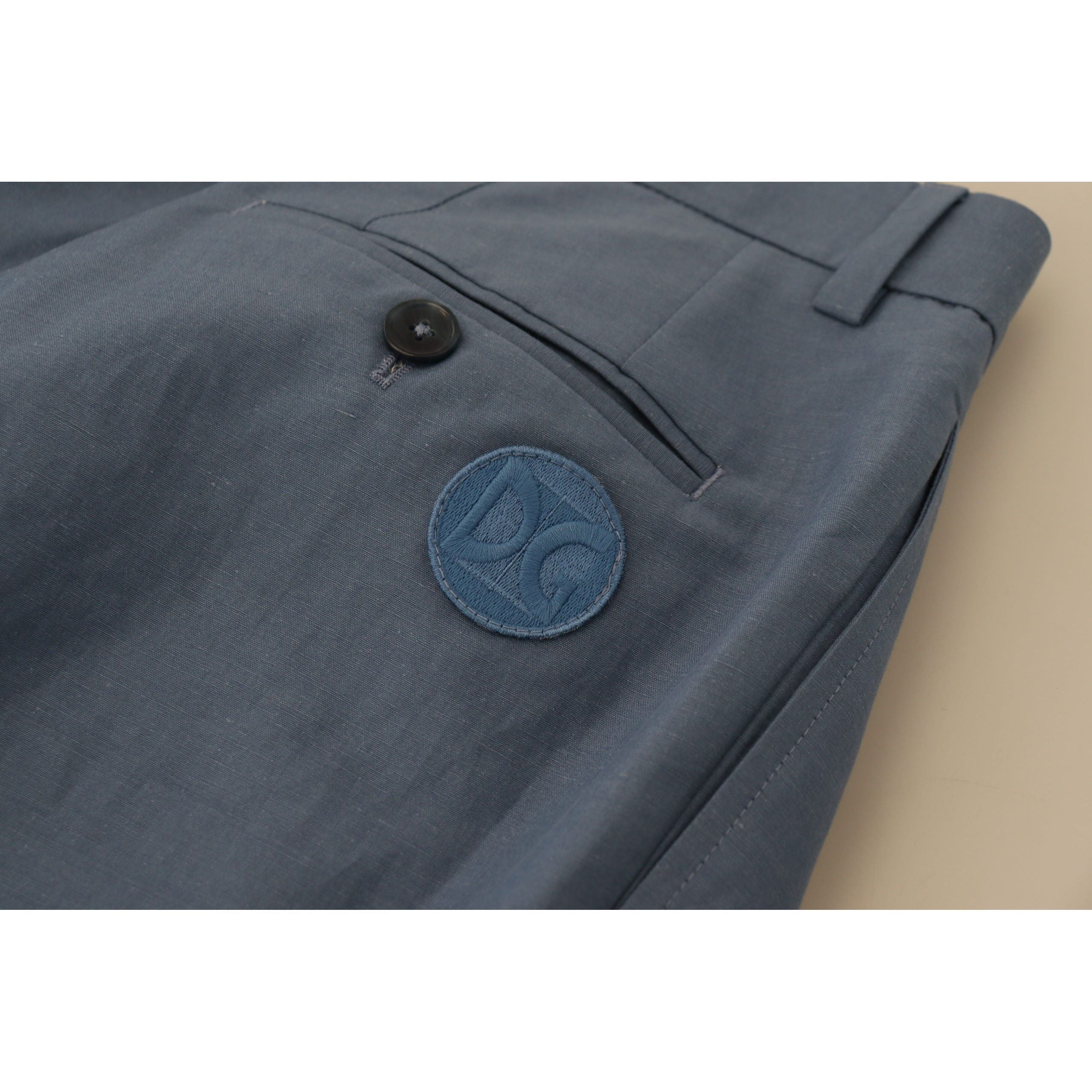 Dolce & Gabbana Elegant Blue Linen-Cotton Pants Collection