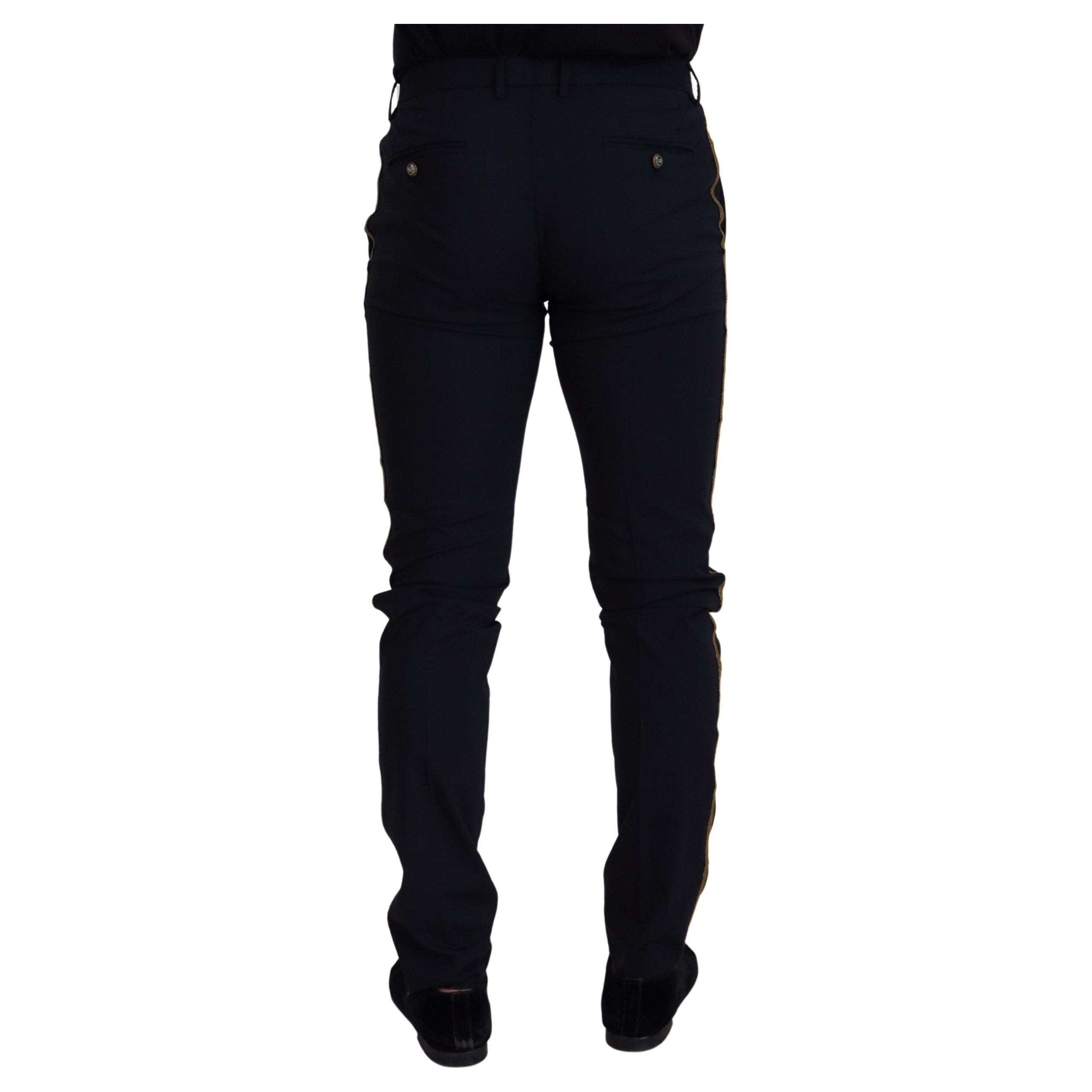 Dolce & Gabbana Black Wool-Blend Trousers for Sophistication