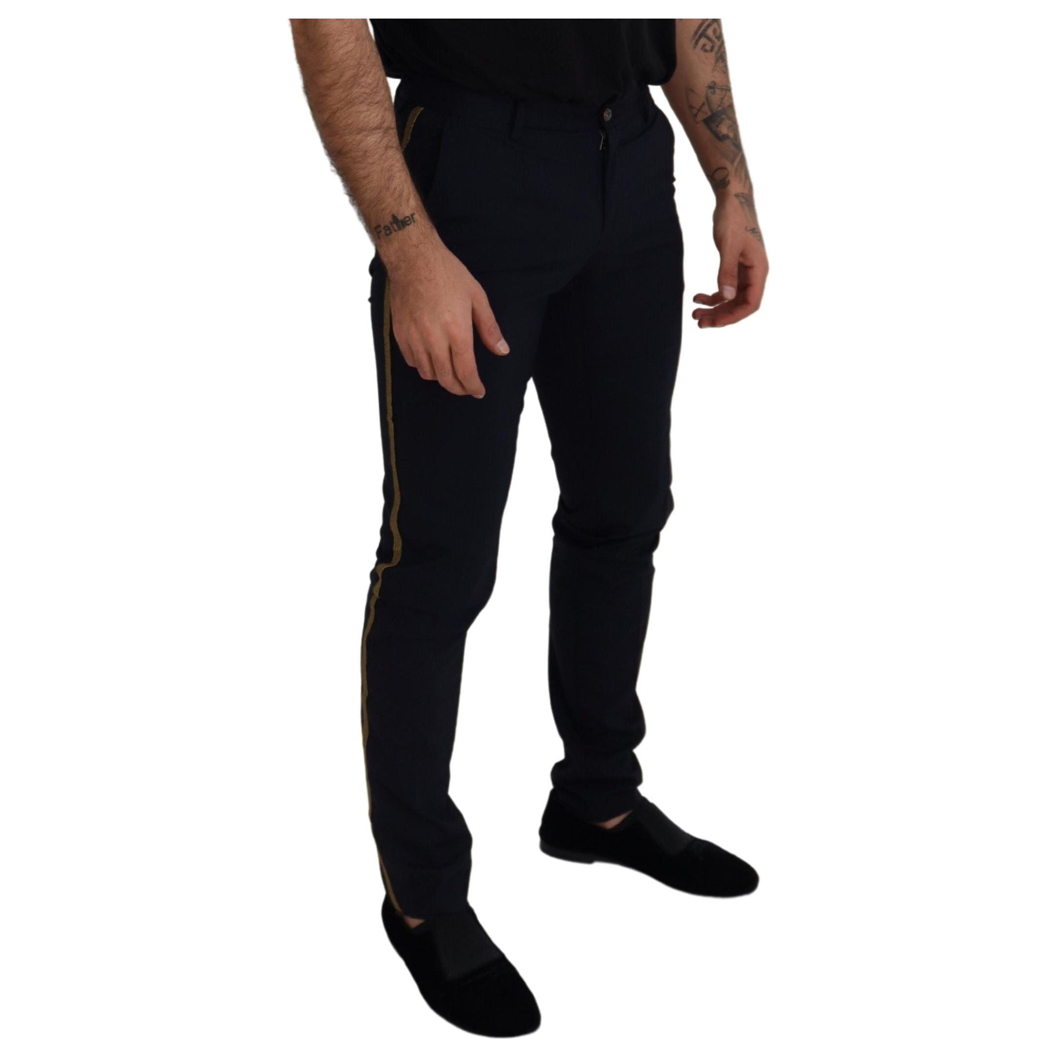 Dolce & Gabbana Black Wool-Blend Trousers for Sophistication