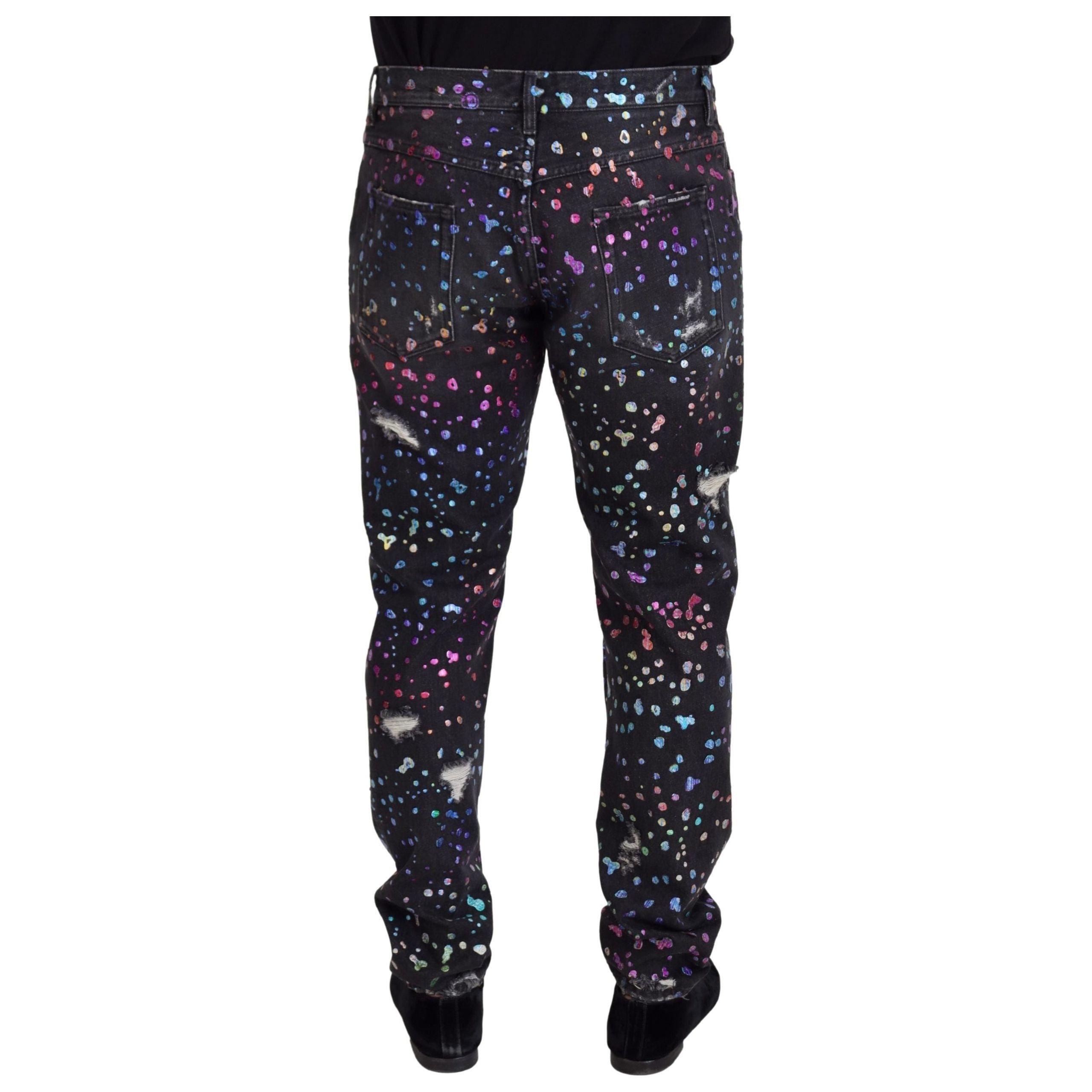 Dolce & Gabbana Multicolor Cotton Printed Denim Pants