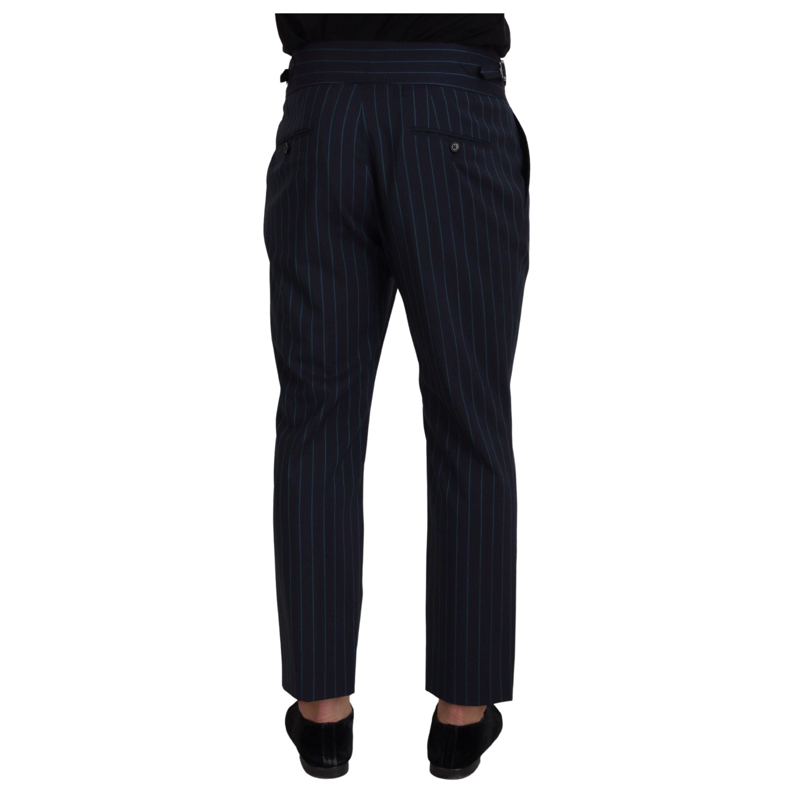 Dolce & Gabbana Charcoal Virgin Wool Elegant Stripe Trousers