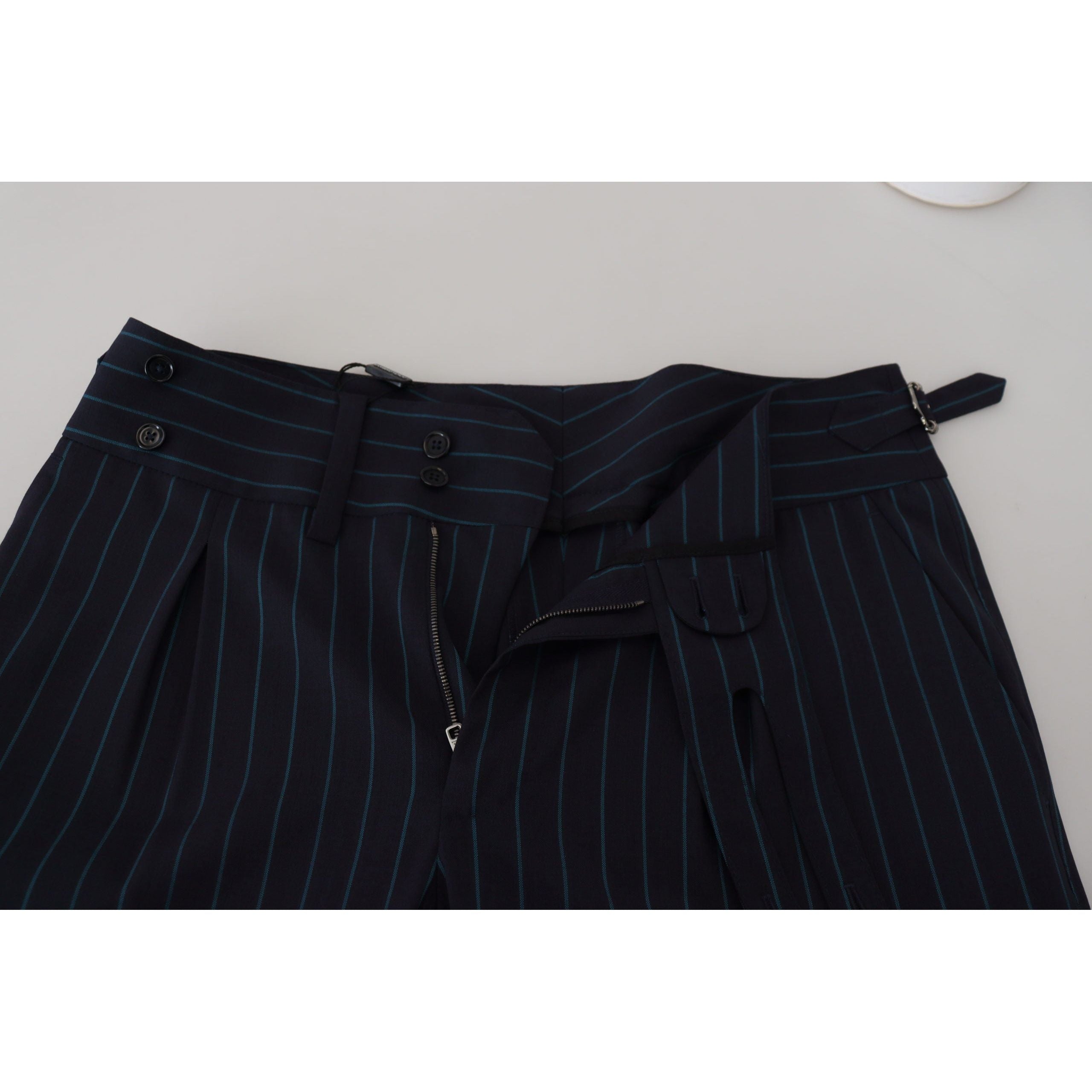 Dolce & Gabbana Charcoal Virgin Wool Elegant Stripe Trousers