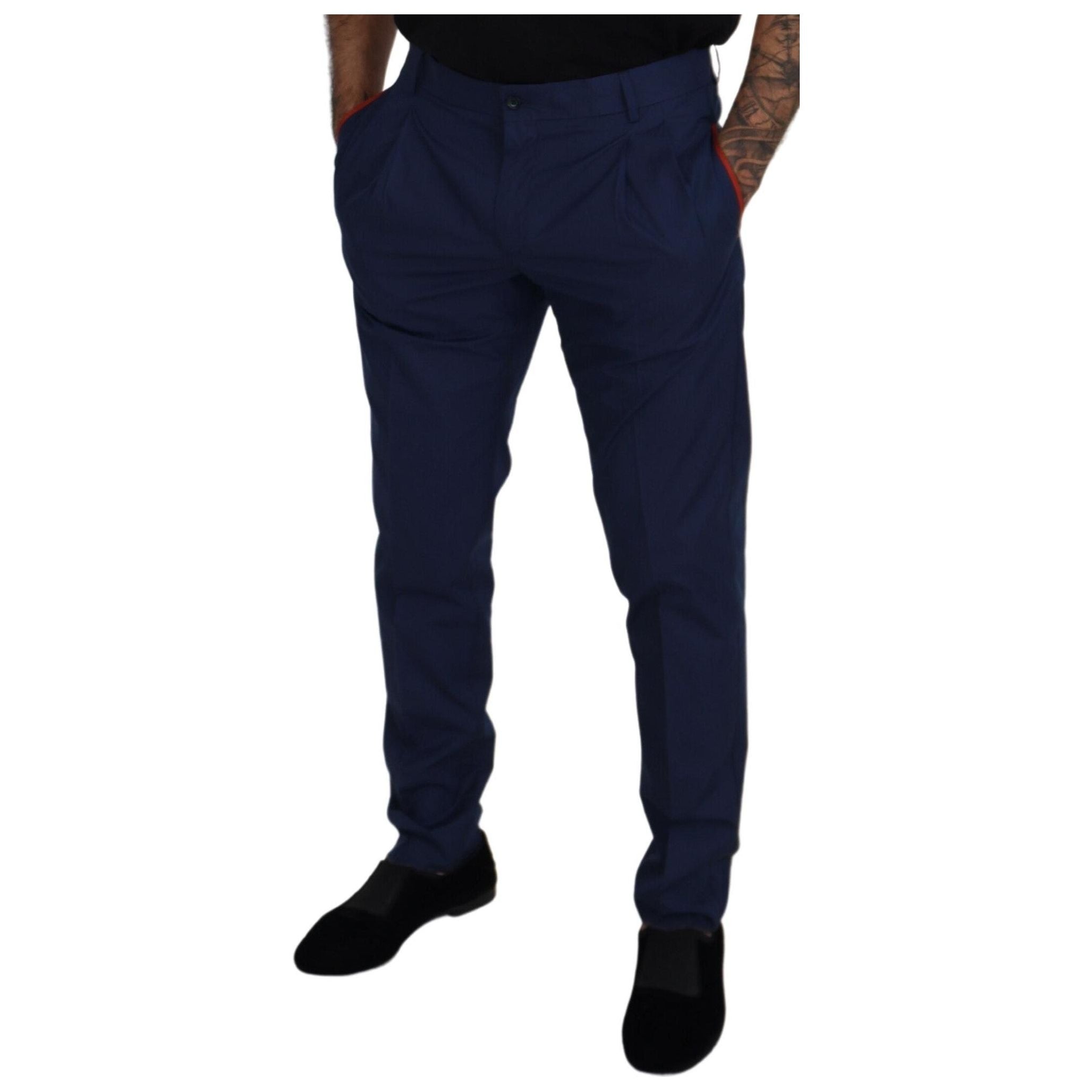 Dolce & Gabbana Elegant Blue Cotton Silk Pants Collection