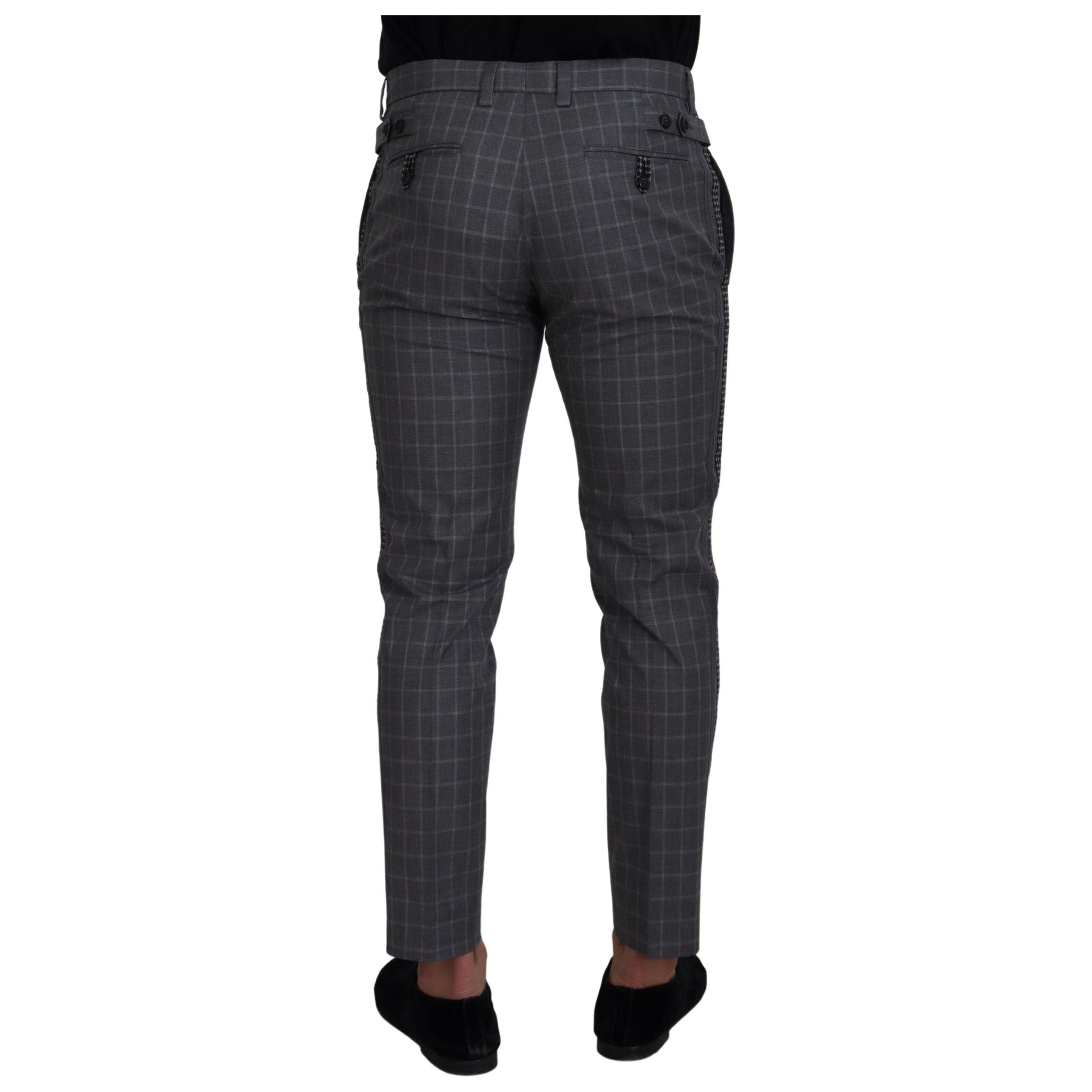 Dolce & Gabbana Grey Checkered Cotton Pants