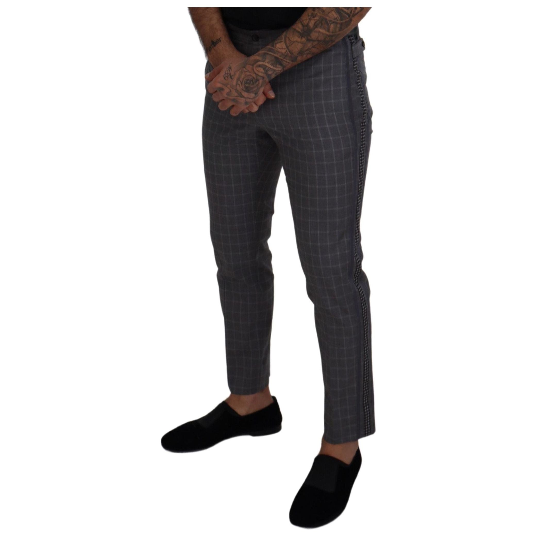 Dolce & Gabbana Grey Checkered Cotton Pants