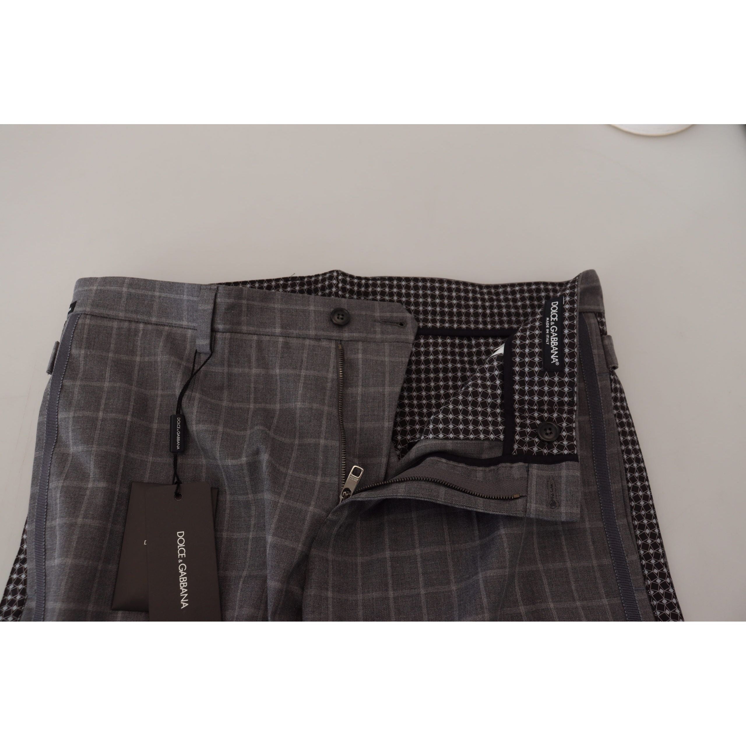 Dolce & Gabbana Grey Checkered Cotton Pants