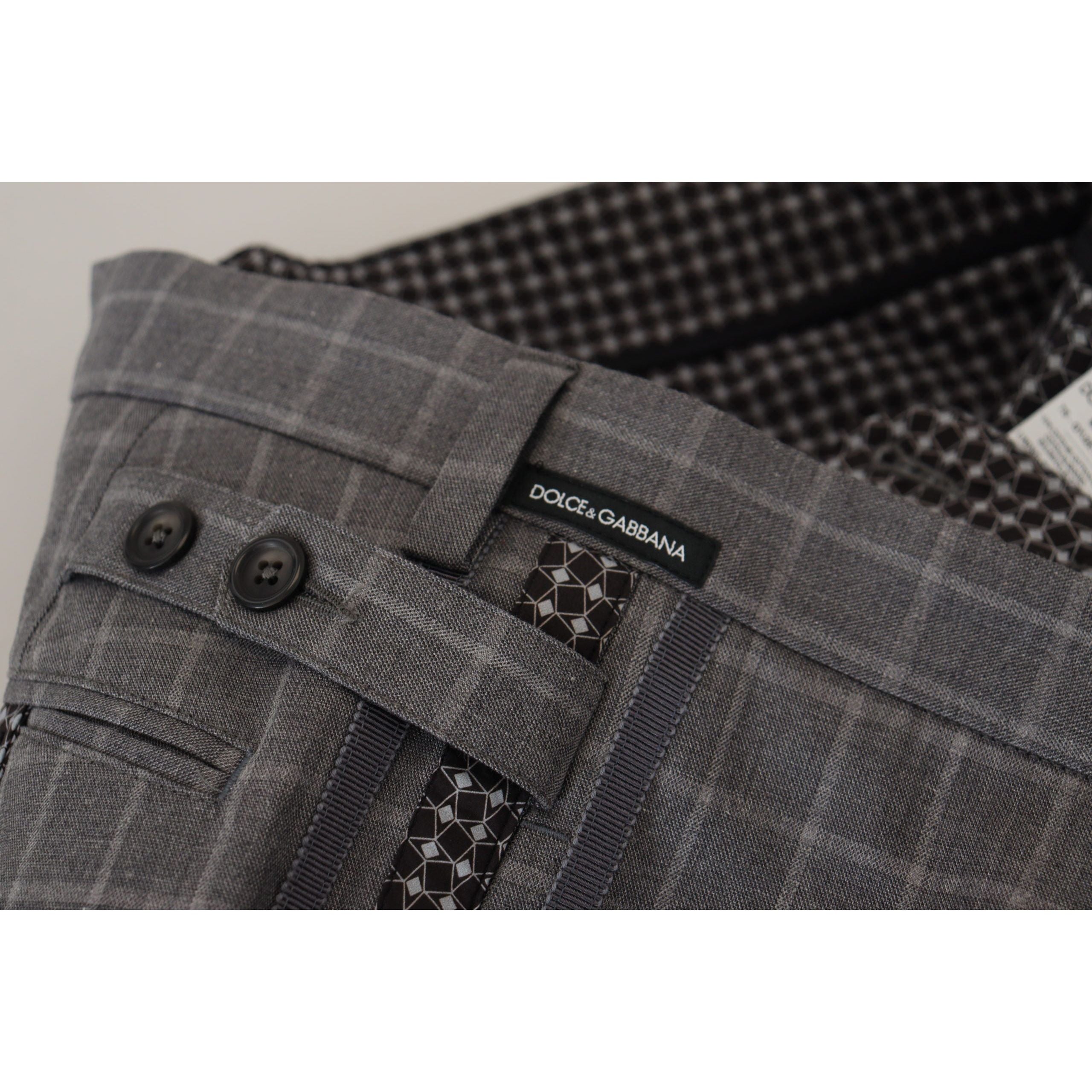 Dolce & Gabbana Grey Checkered Cotton Pants
