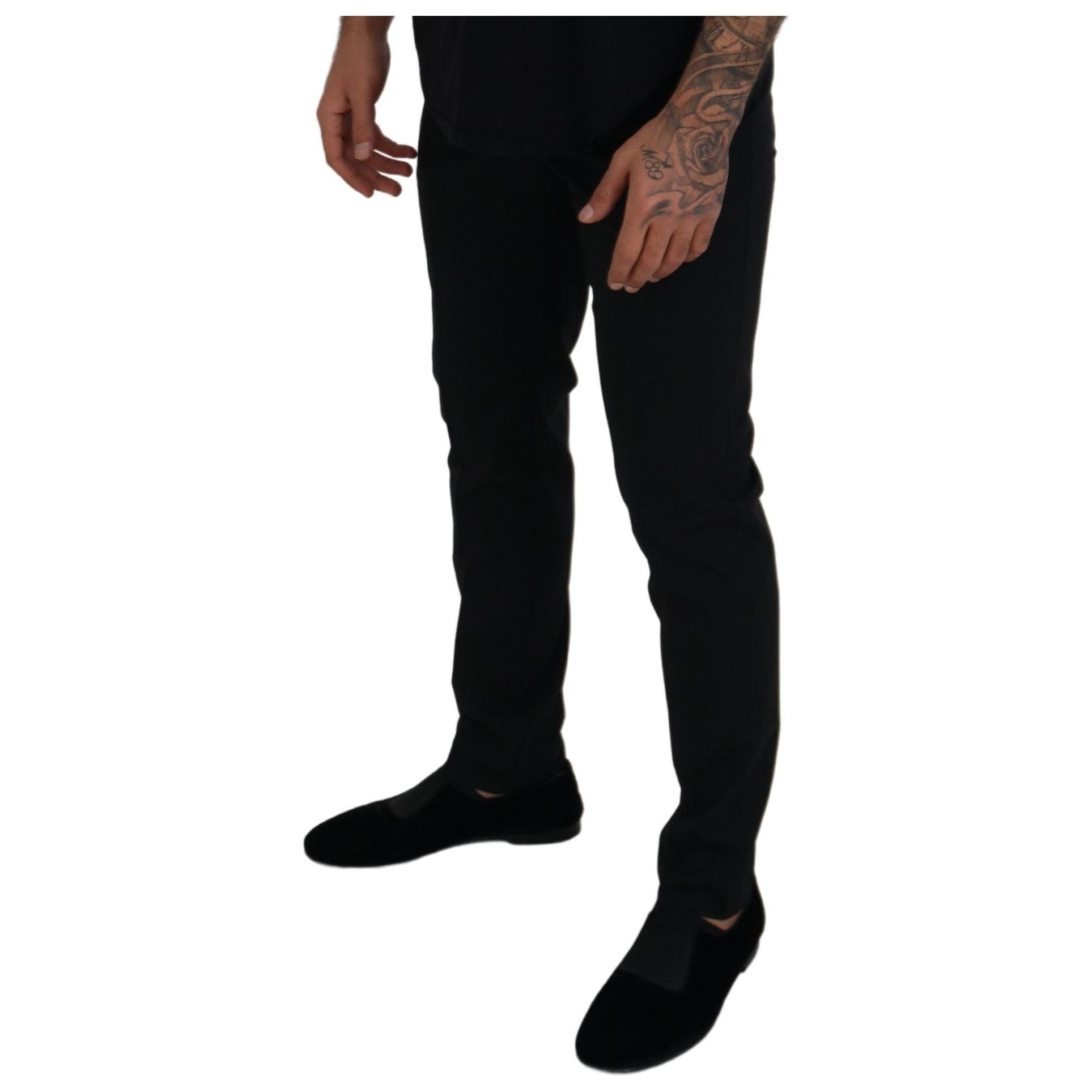 Dolce & Gabbana Black Wool-Blend Trousers for Elegance