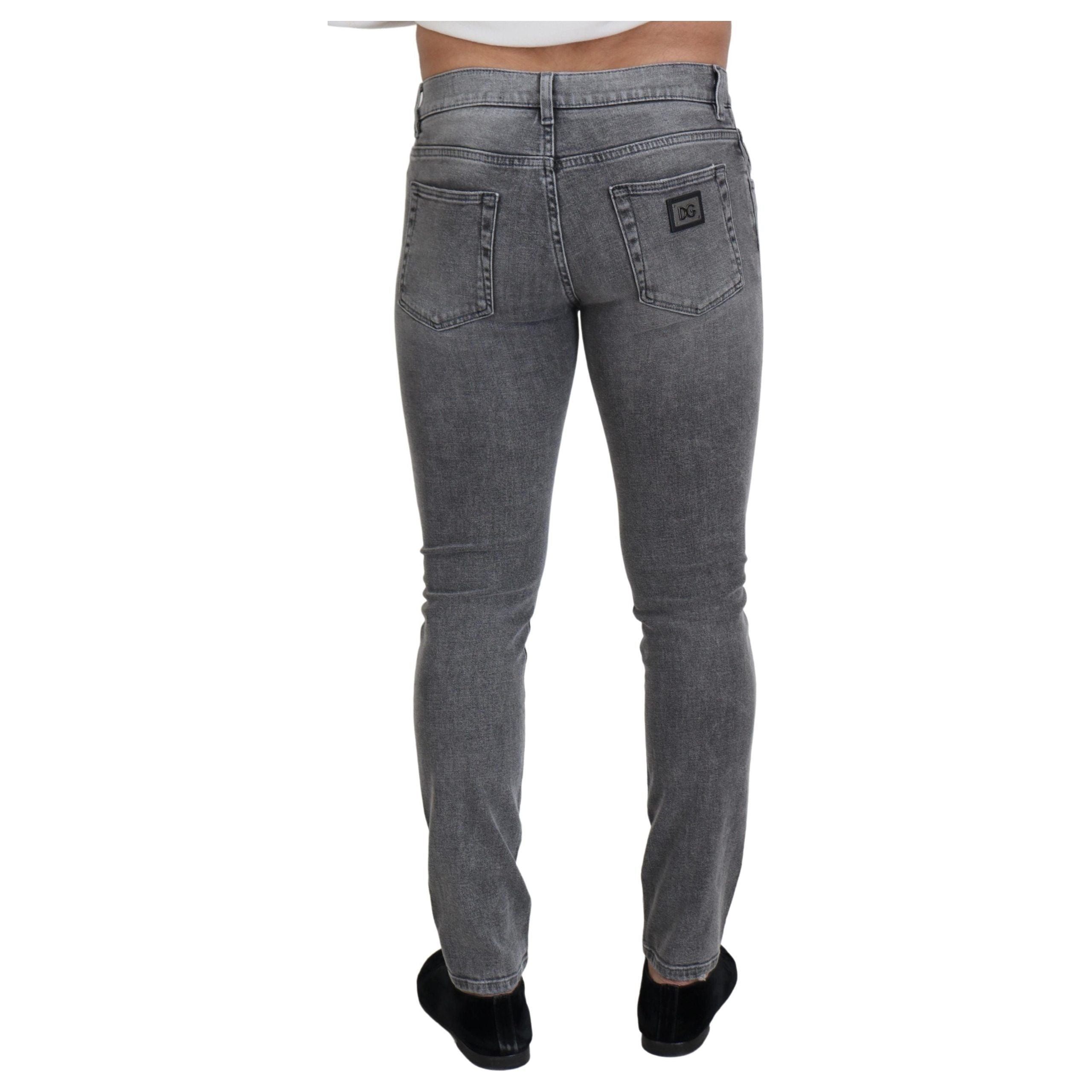 Dolce & Gabbana Grey Cotton Denim Pants