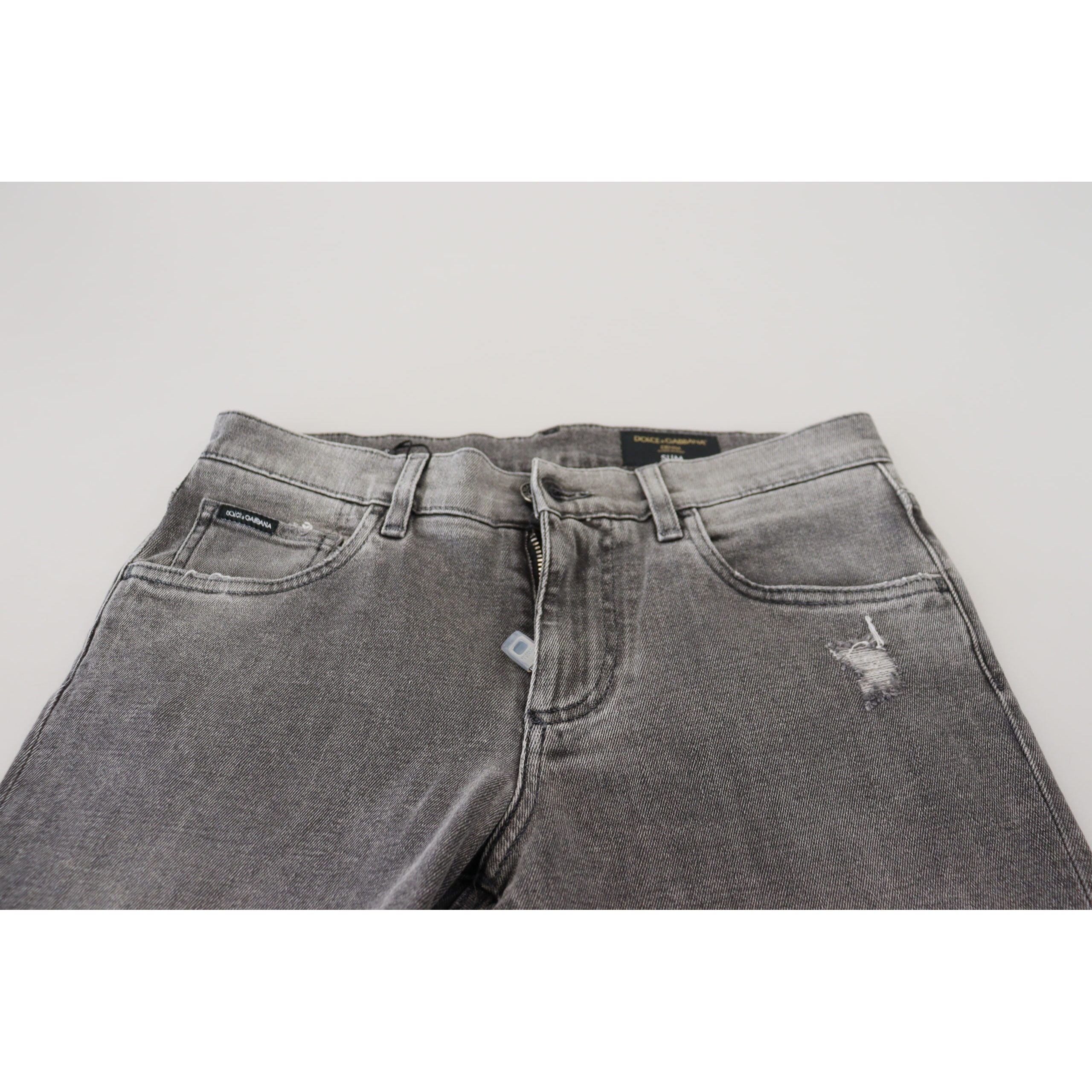 Dolce & Gabbana Grey Cotton Denim Pants