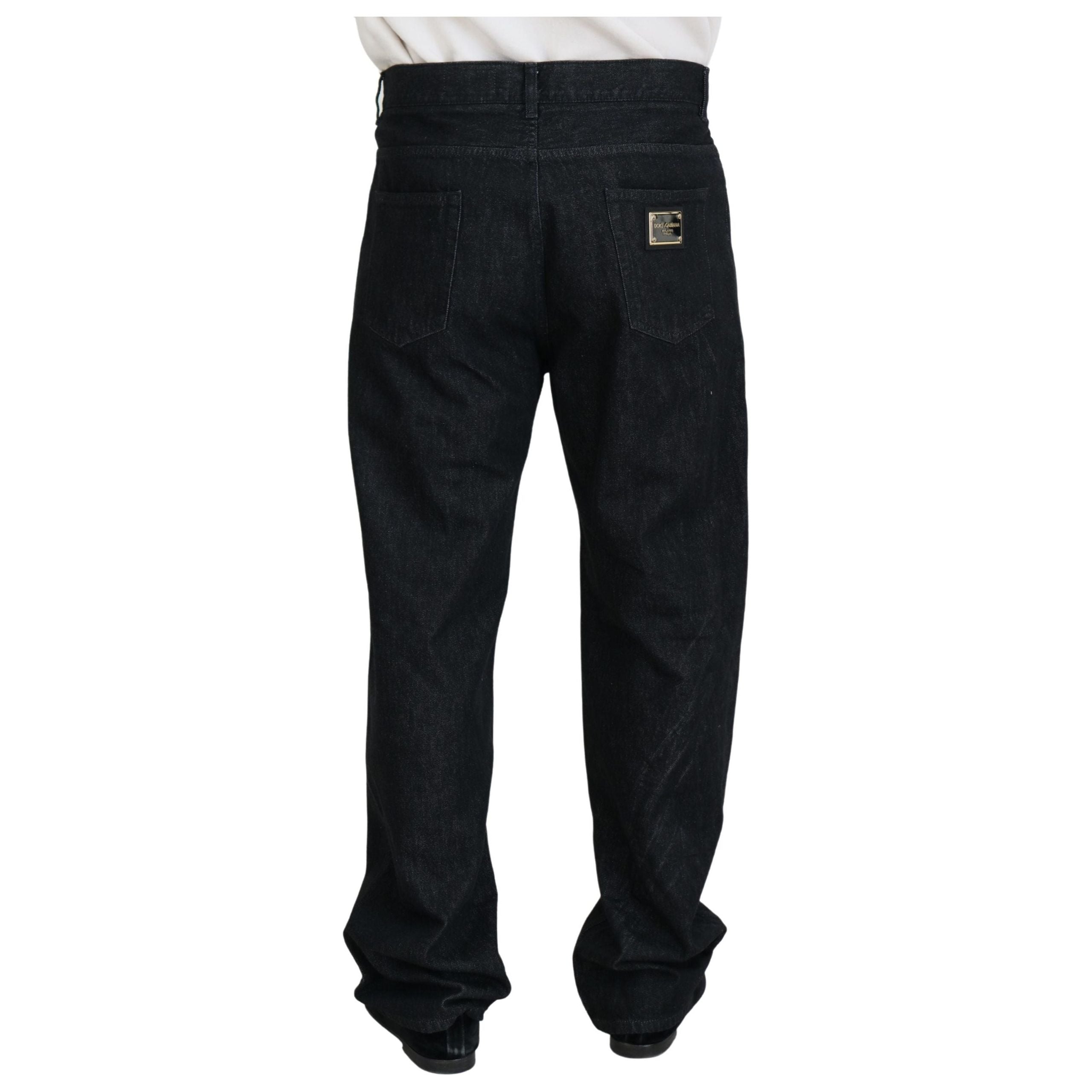 Dolce & Gabbana Black Washed Denim Pants Luxe Cotton