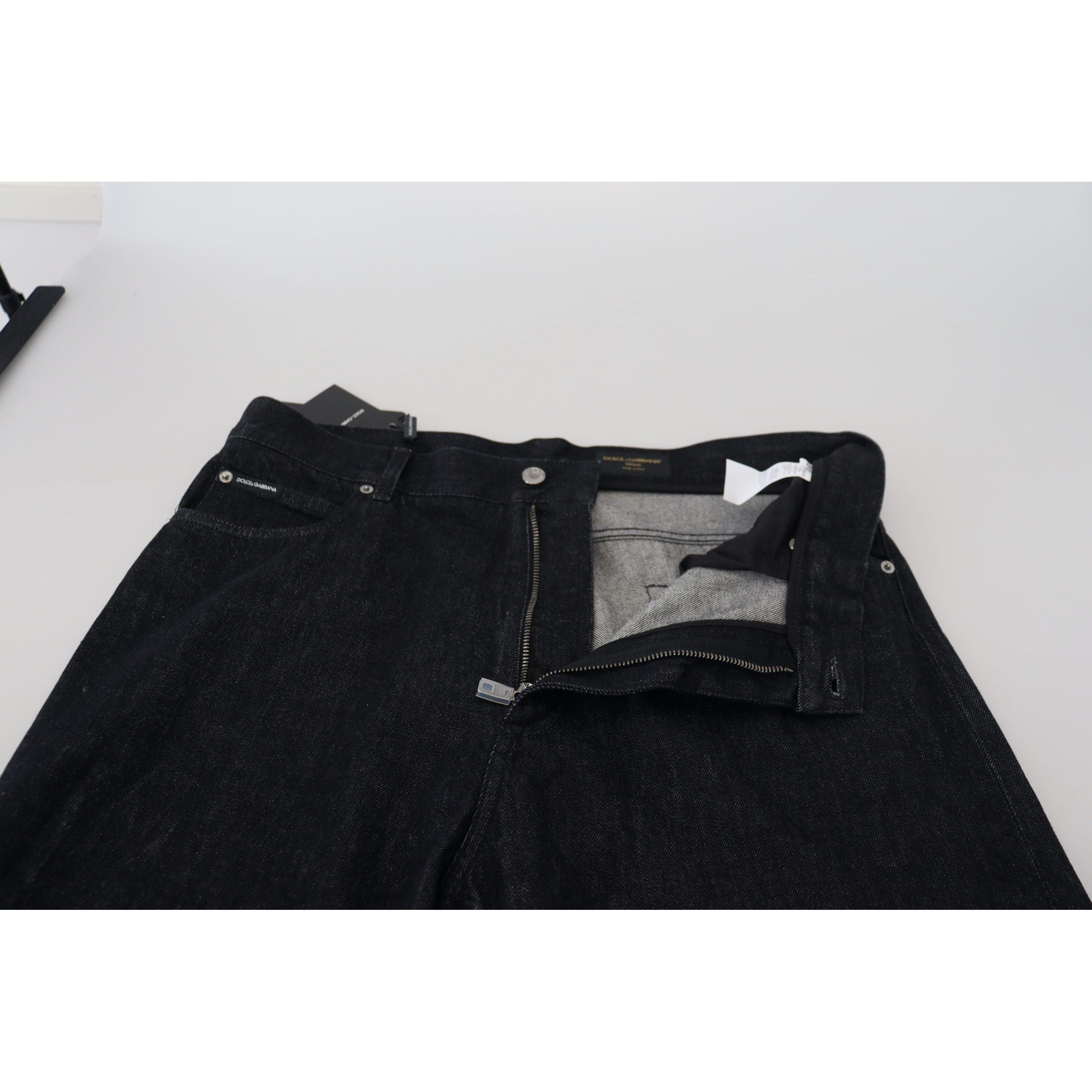 Dolce & Gabbana Black Washed Denim Pants Luxe Cotton