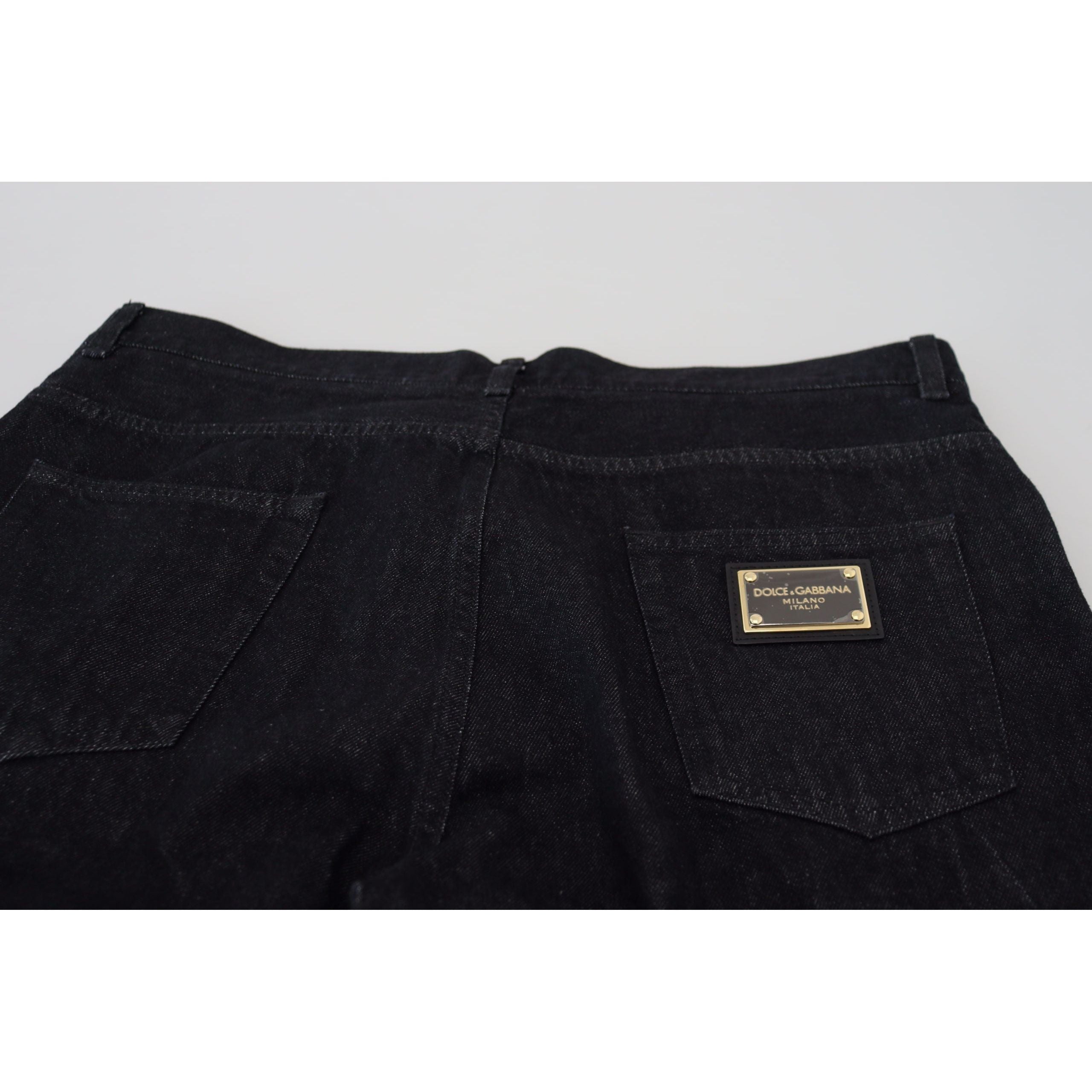 Dolce & Gabbana Black Washed Denim Pants Luxe Cotton