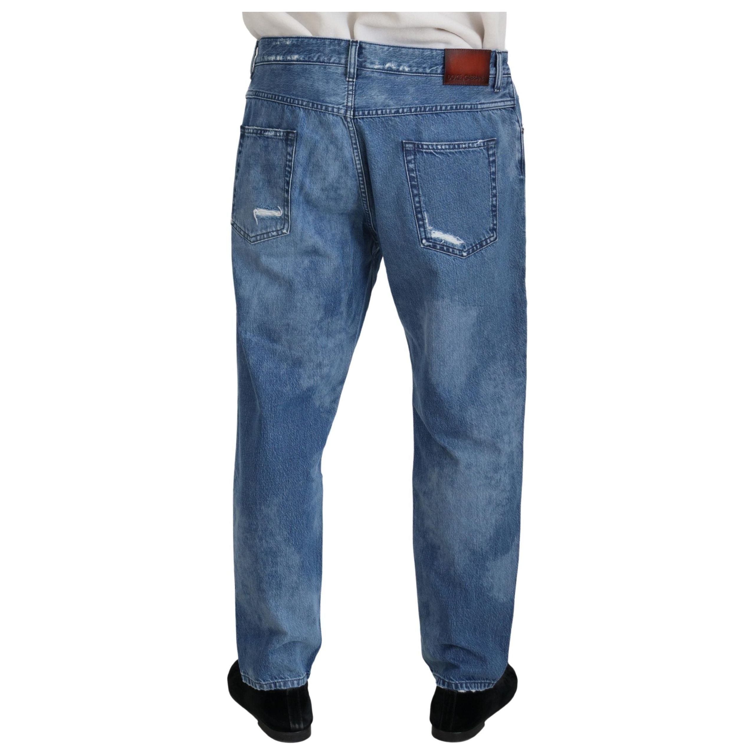 Dolce & Gabbana Blue Cotton Denim Pants for Effortless Elegance