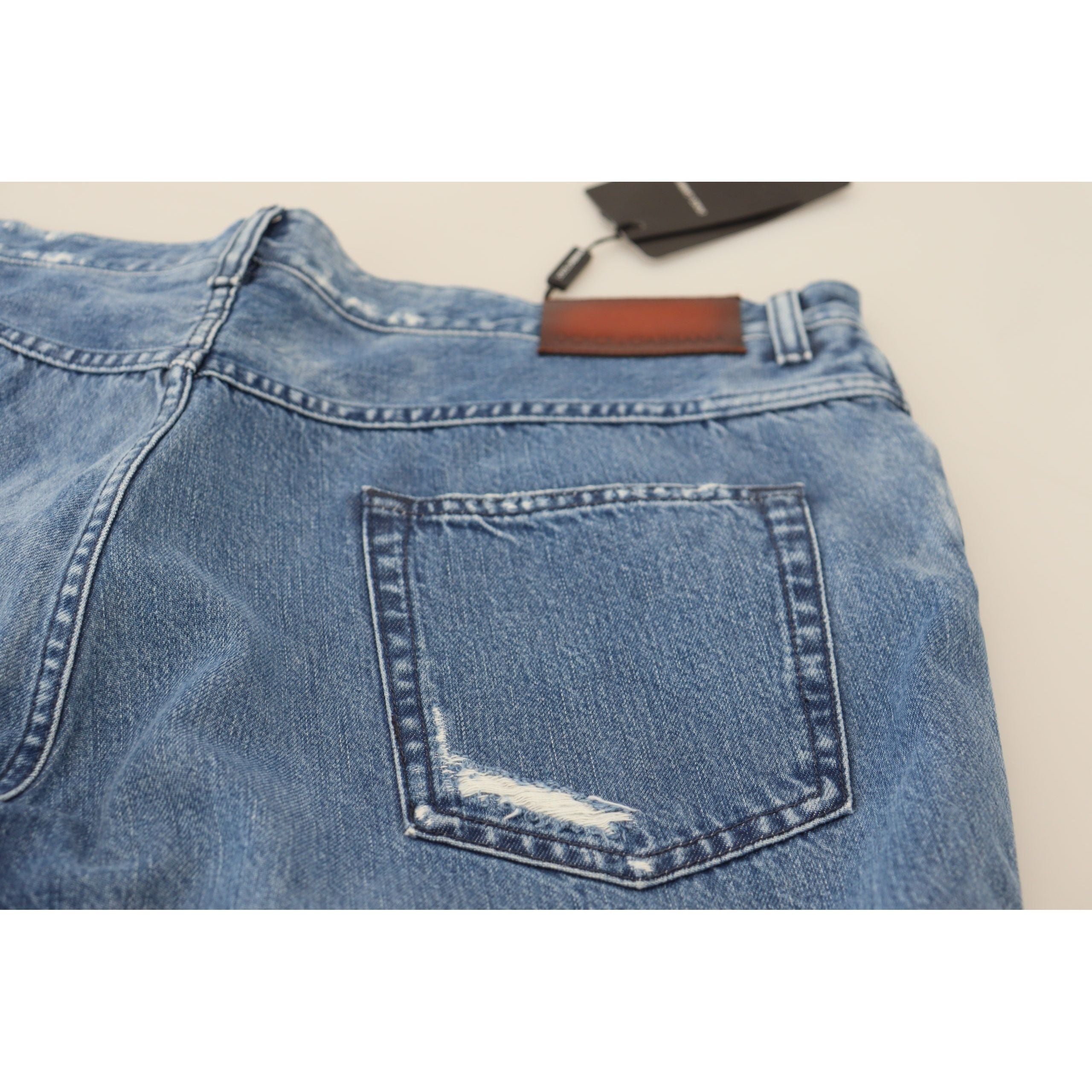 Dolce & Gabbana Blue Cotton Denim Pants for Effortless Elegance