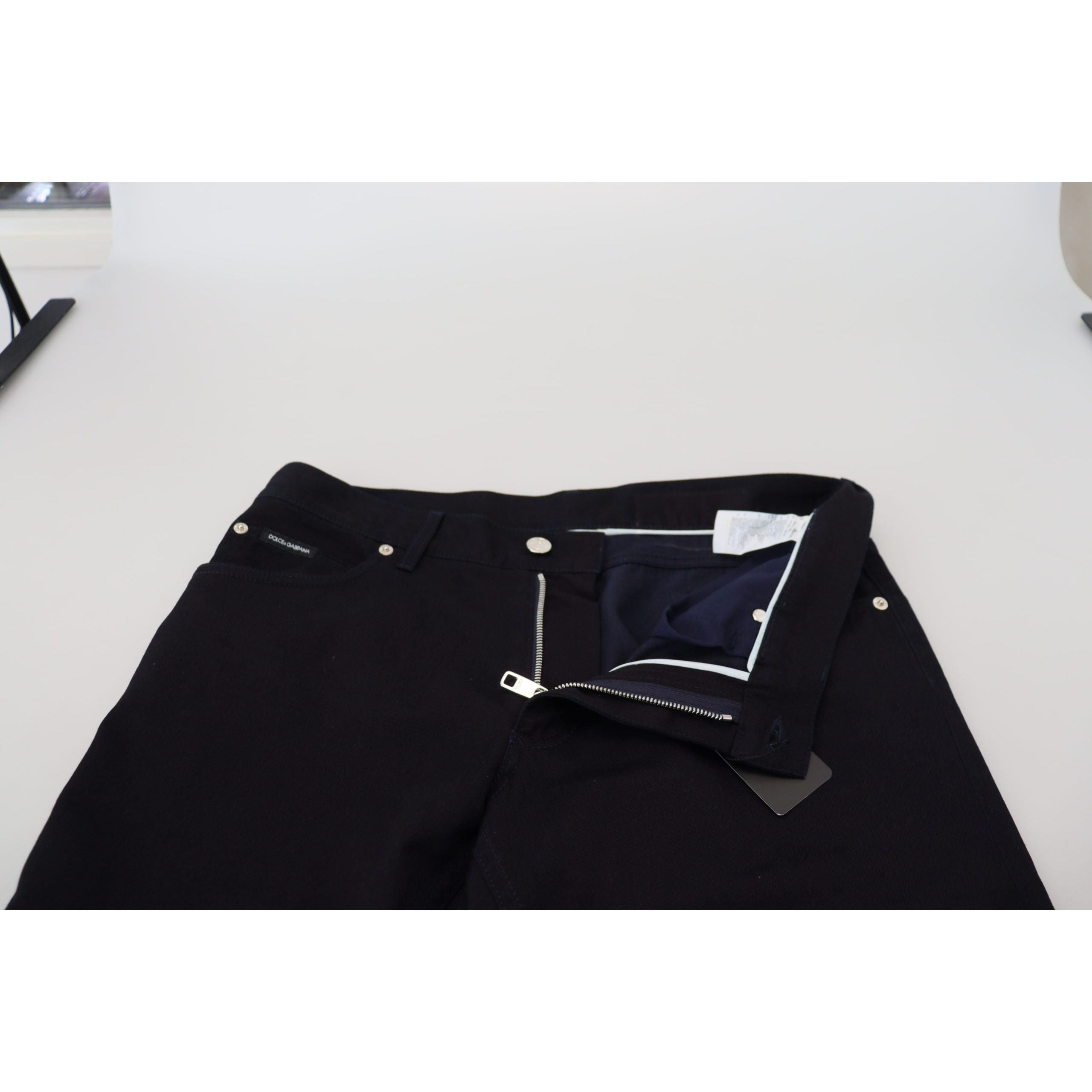 Dolce & Gabbana Black Silk Blend Denim Pants