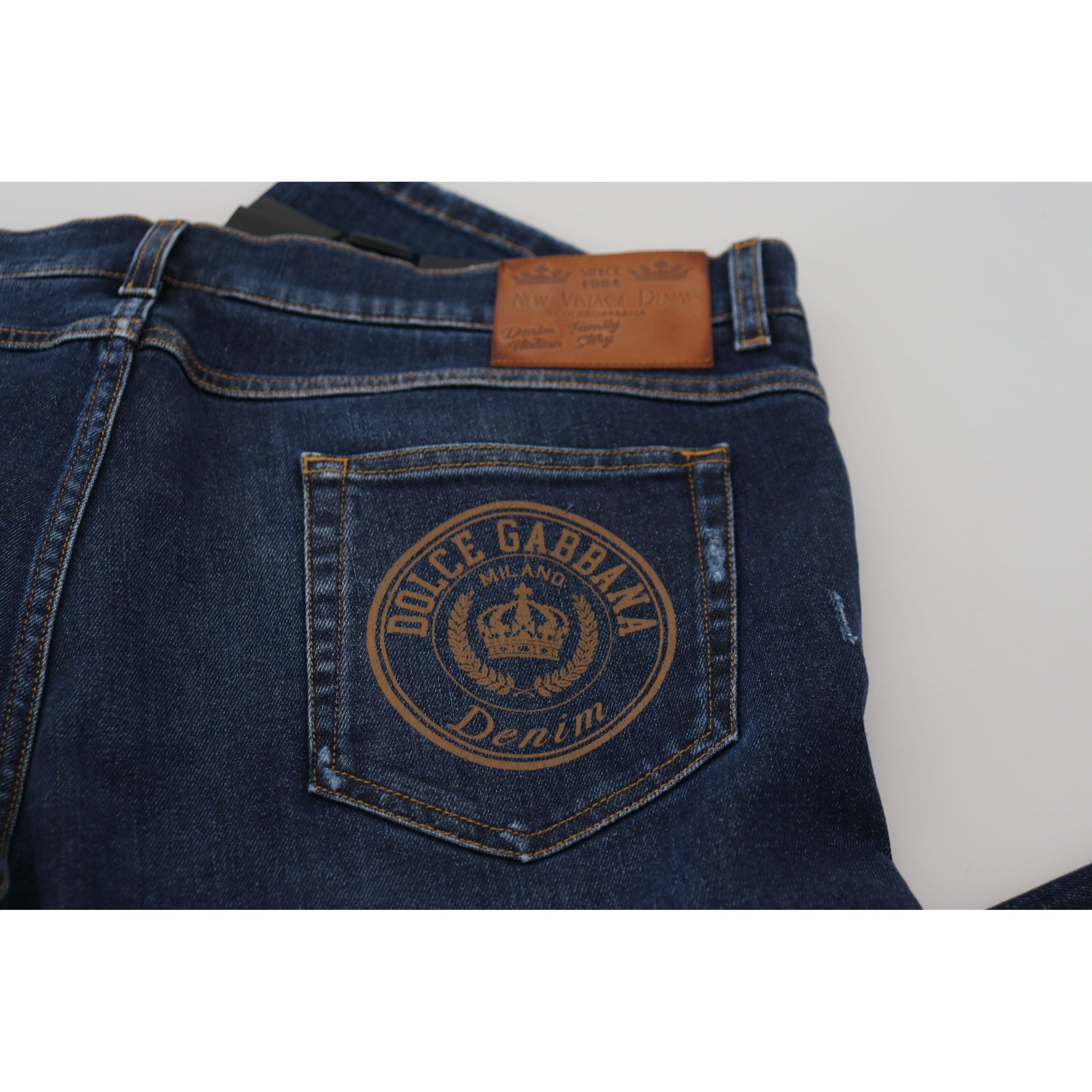 Dolce & Gabbana Blue Washed Denim Pants Collection
