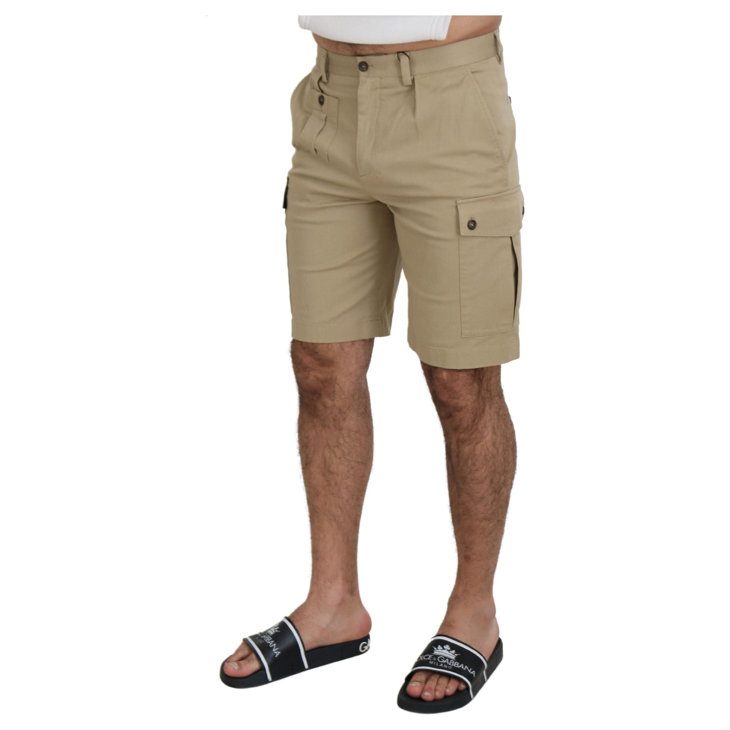 Dolce & Gabbana Beige Cotton Blend Designer Shorts