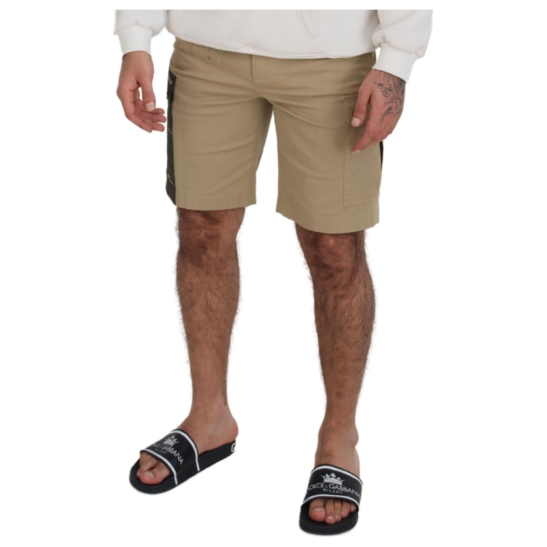 Dolce & Gabbana Beige Cotton Blend Designer Shorts