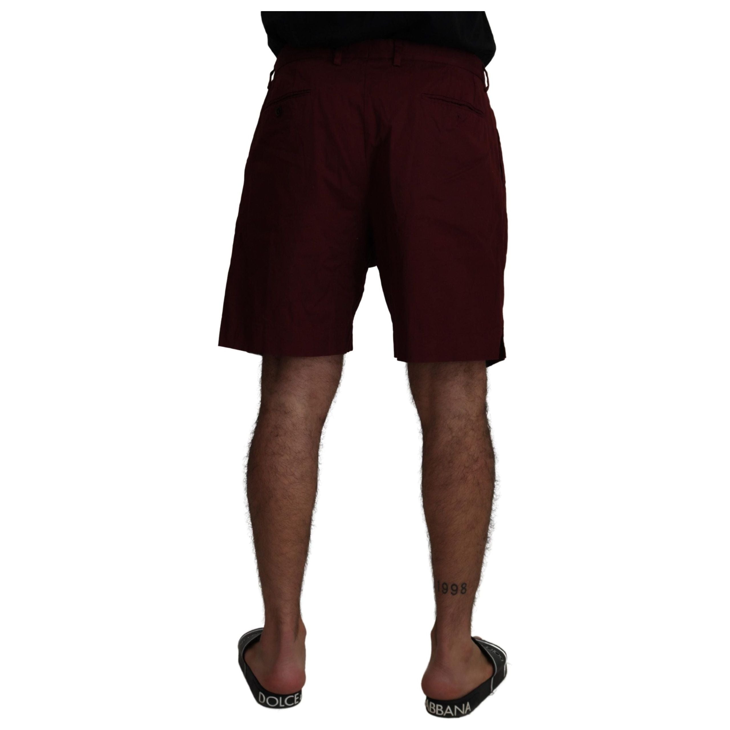Dolce & Gabbana Maroon Cotton Blend Shorts