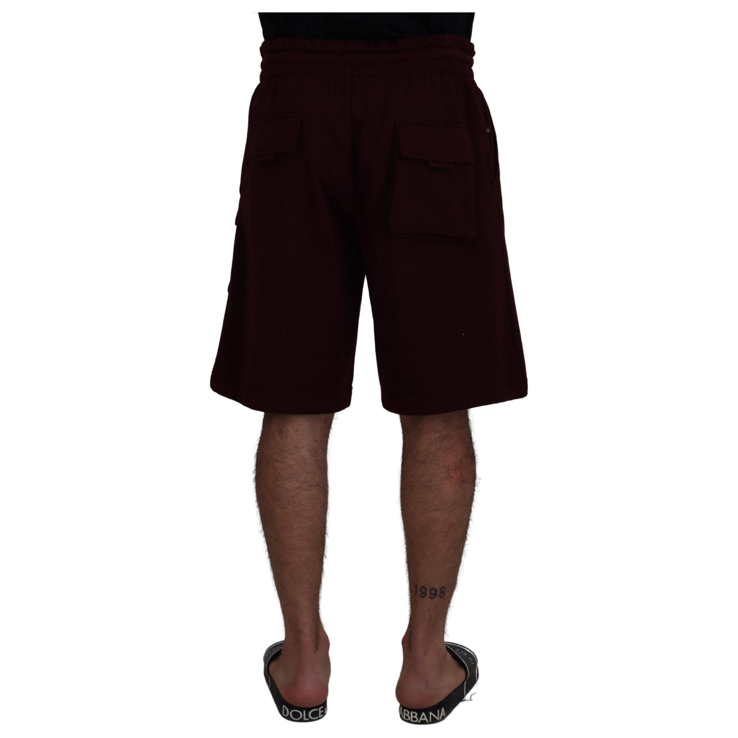 Dolce & Gabbana Maroon Cotton Tailored Shorts