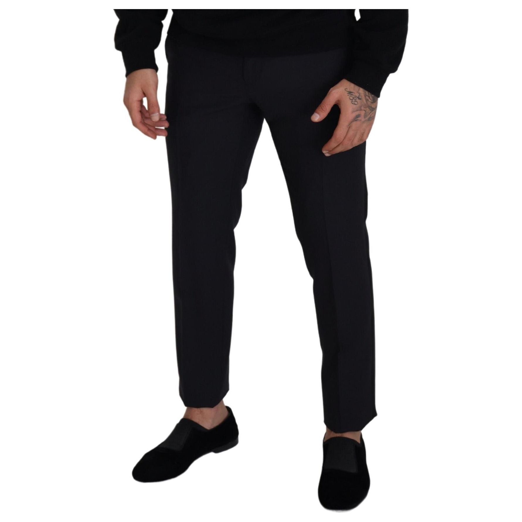 Dolce & Gabbana Black Wool Blend Trousers For Luxe Style