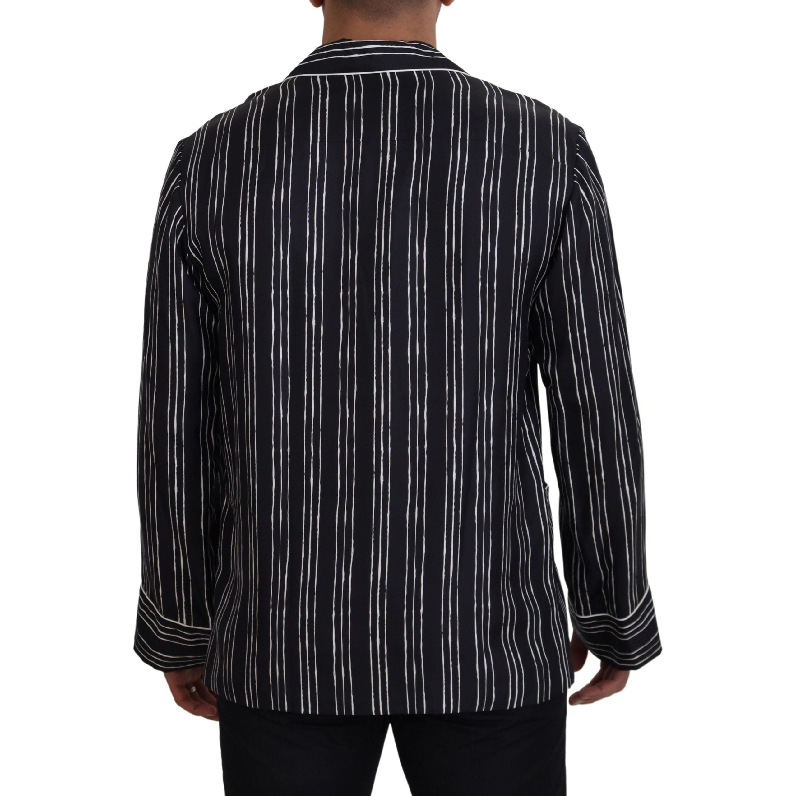 Dolce & Gabbana Black Silk Pajama Top Lounge Jacket