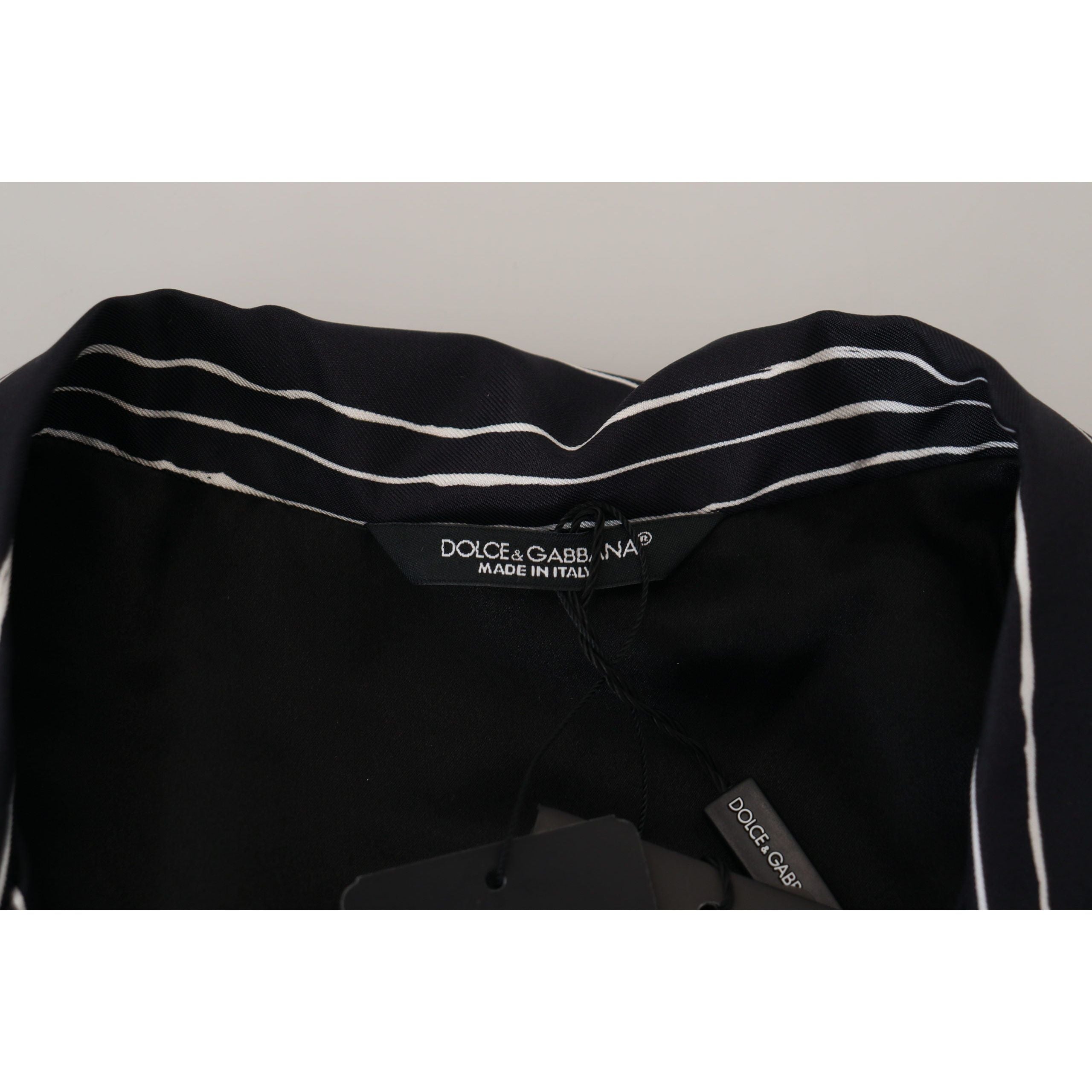 Dolce & Gabbana Black Silk Pajama Top Lounge Jacket