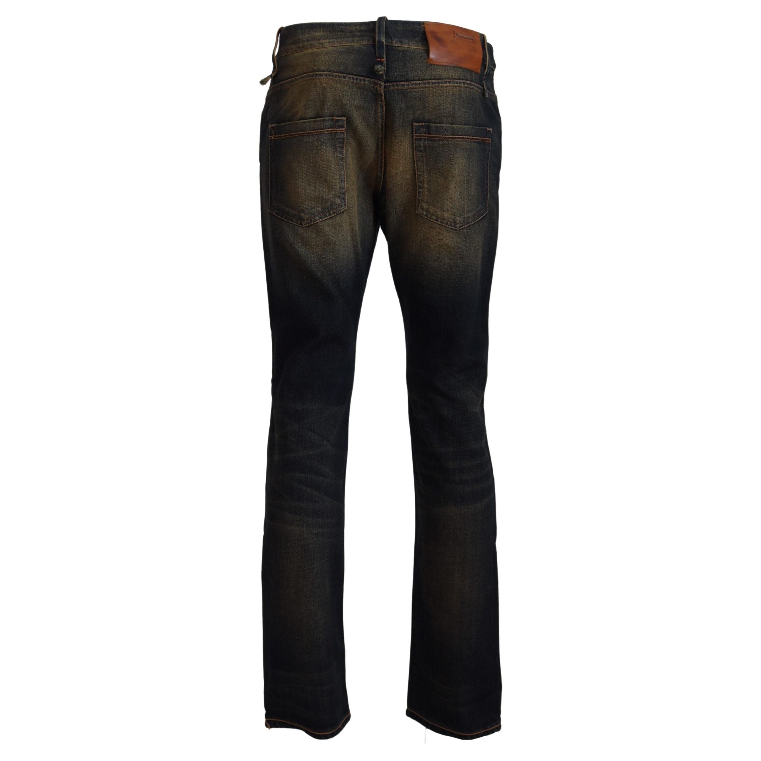 Acht Blue Cotton Denim Pants - Authentic Craftsmanship