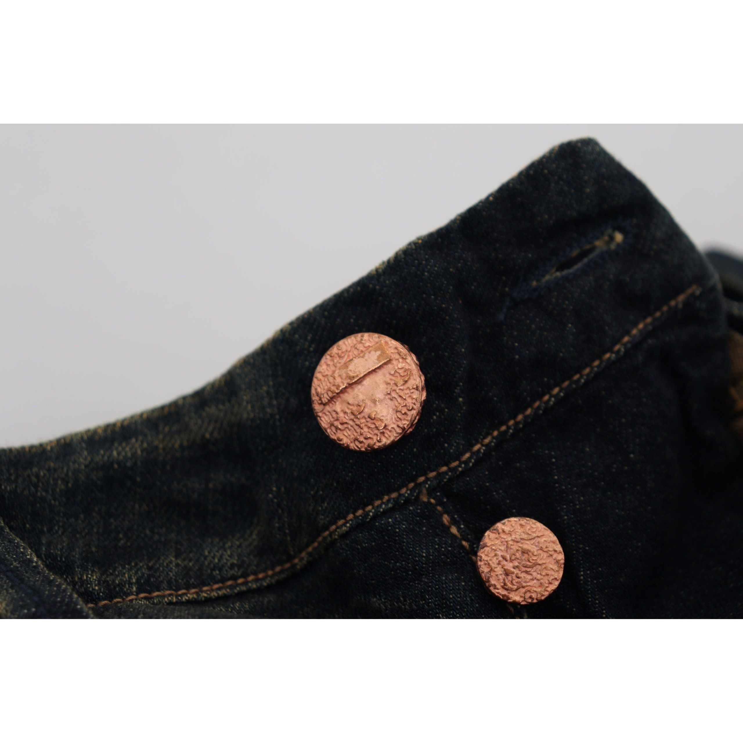 Acht Blue Cotton Denim Pants - Authentic Craftsmanship