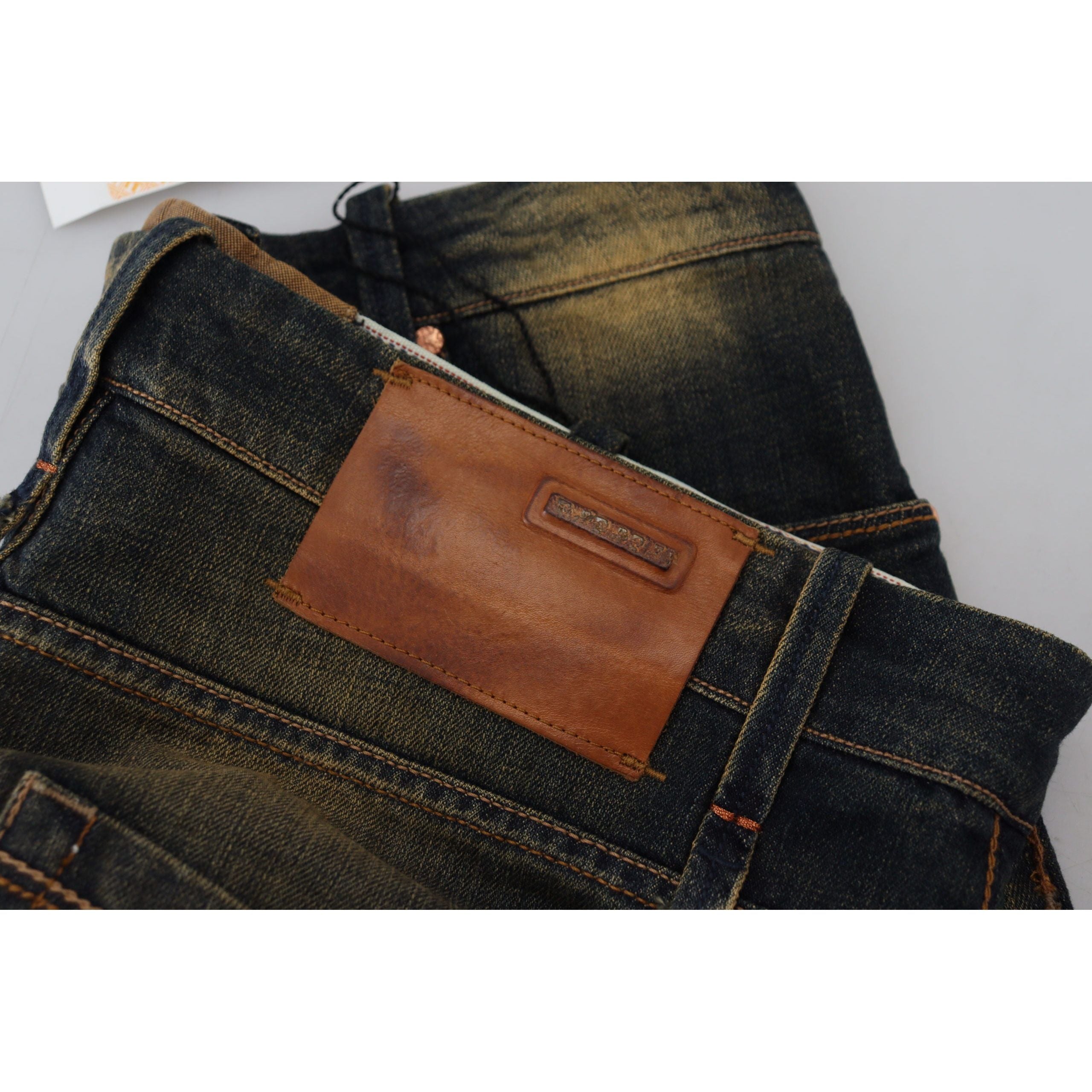 Acht Blue Cotton Denim Pants - Authentic Craftsmanship