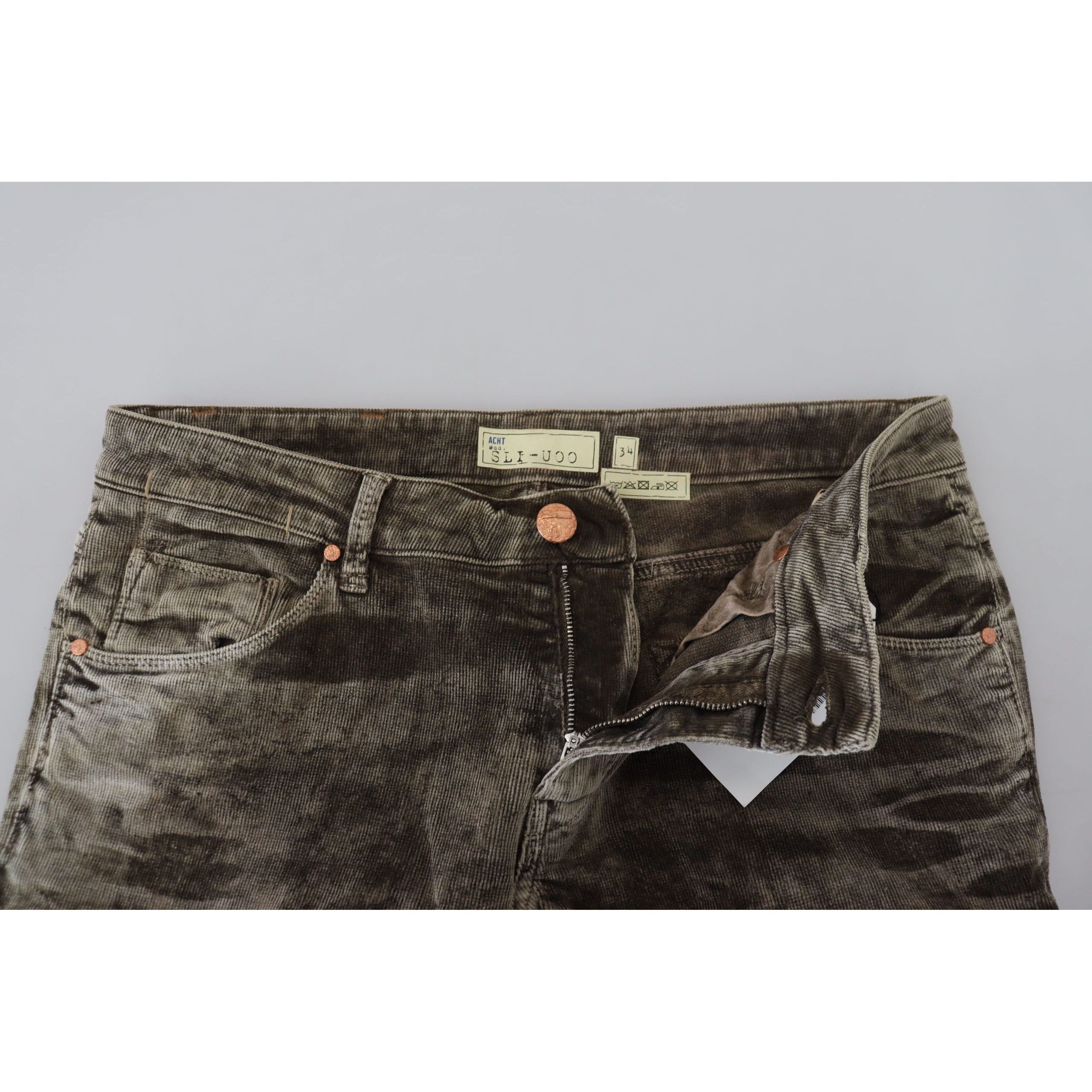 Acht Grey Corduroy Pants with Modern Twist Design