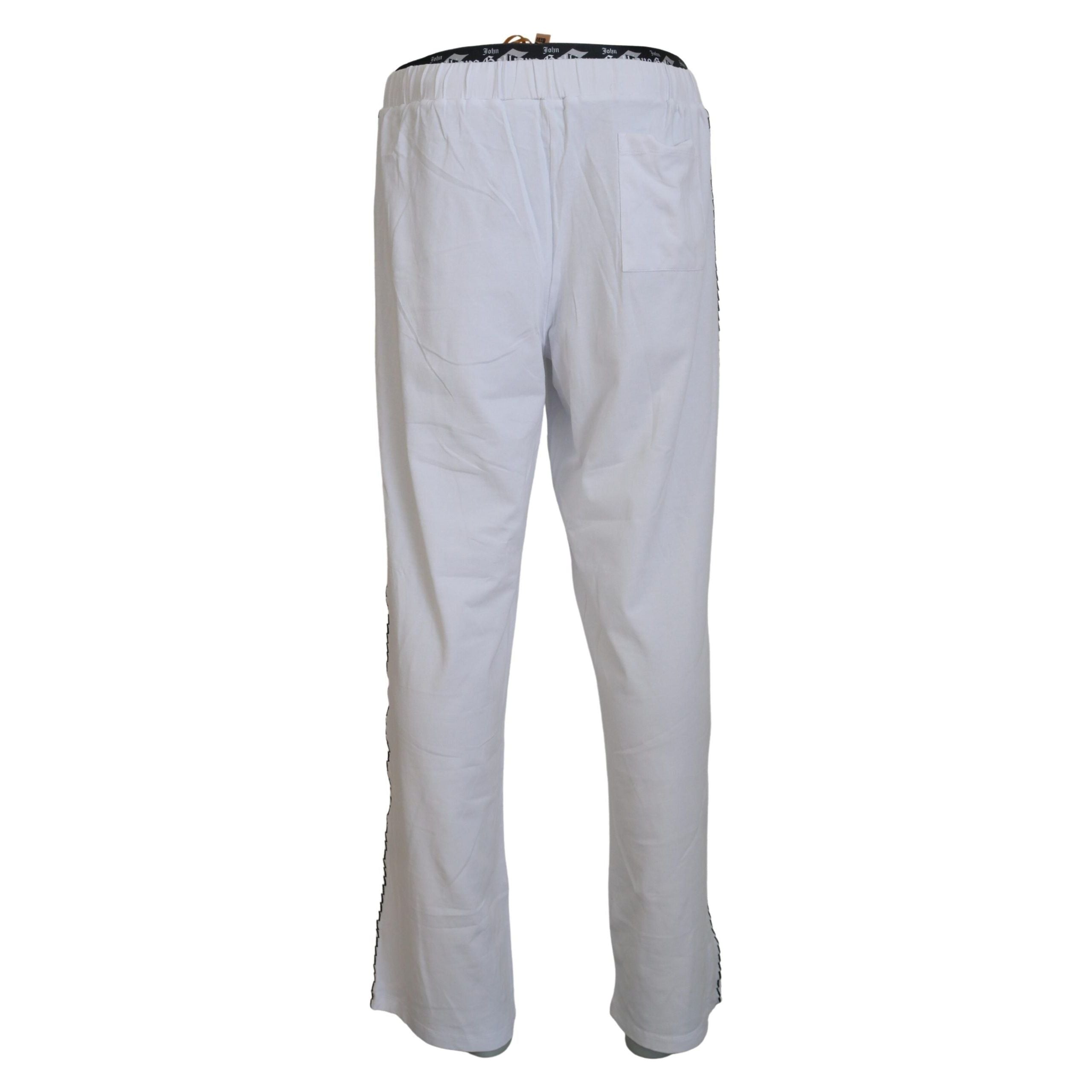 John Galliano White Cotton Wide Leg Pants for Effortless Chic
