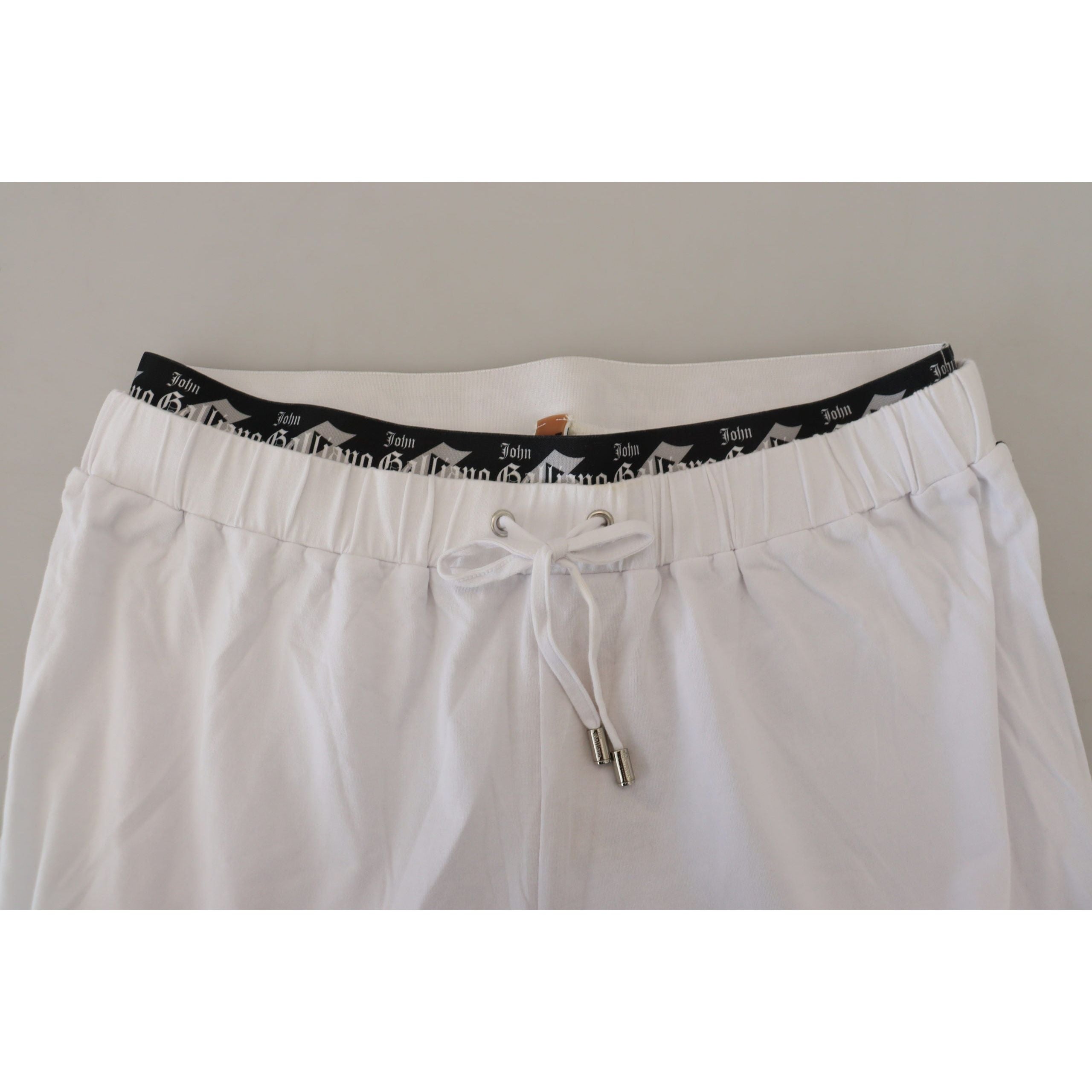 John Galliano White Cotton Wide Leg Pants for Effortless Chic