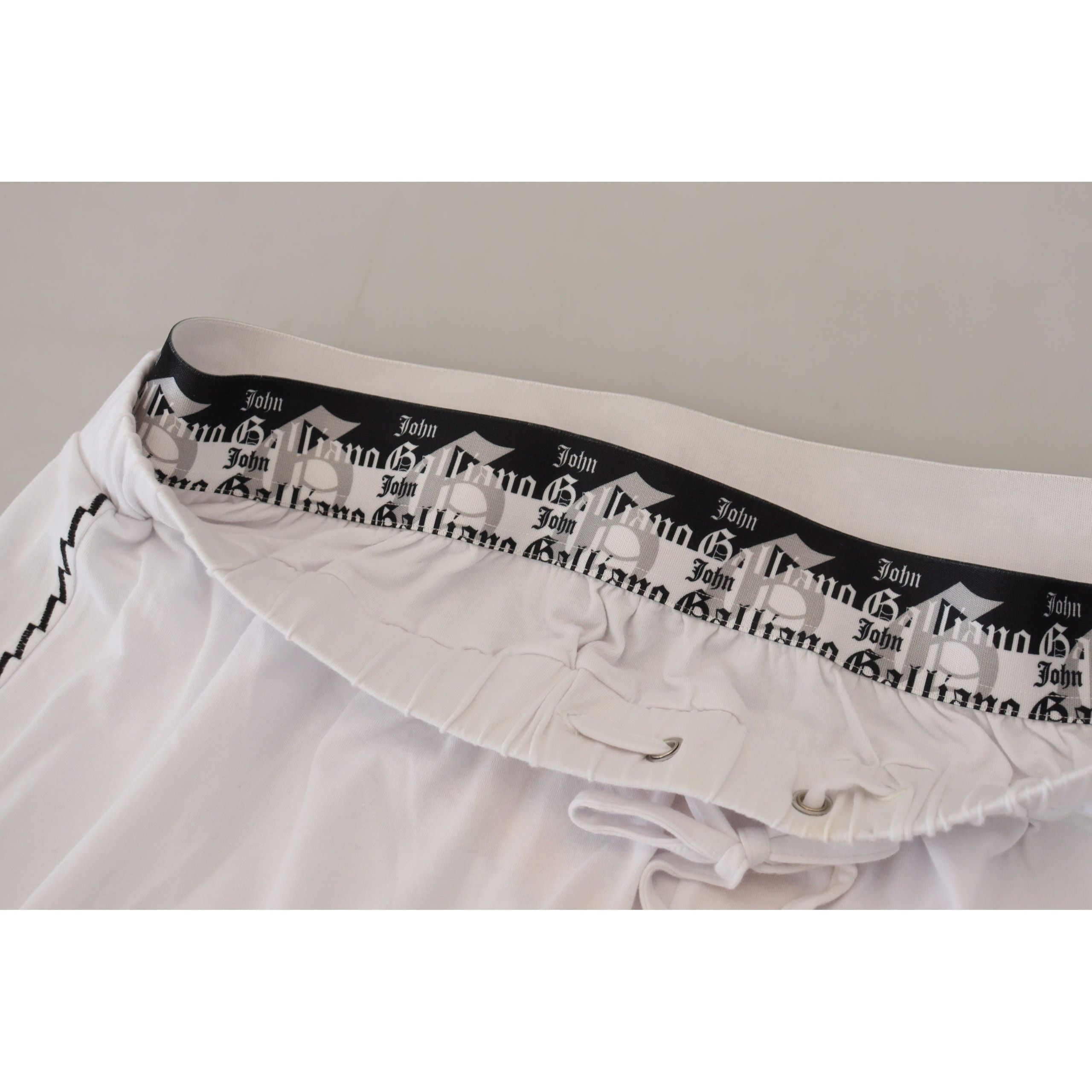 John Galliano White Cotton Wide Leg Pants for Effortless Chic