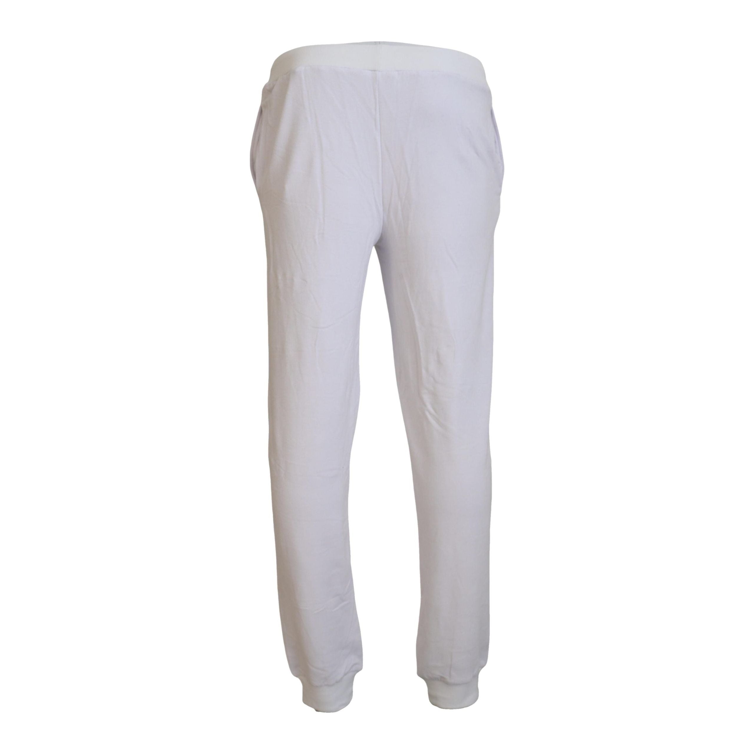 John Galliano White Cotton Jogger Pants - Casual Elegance