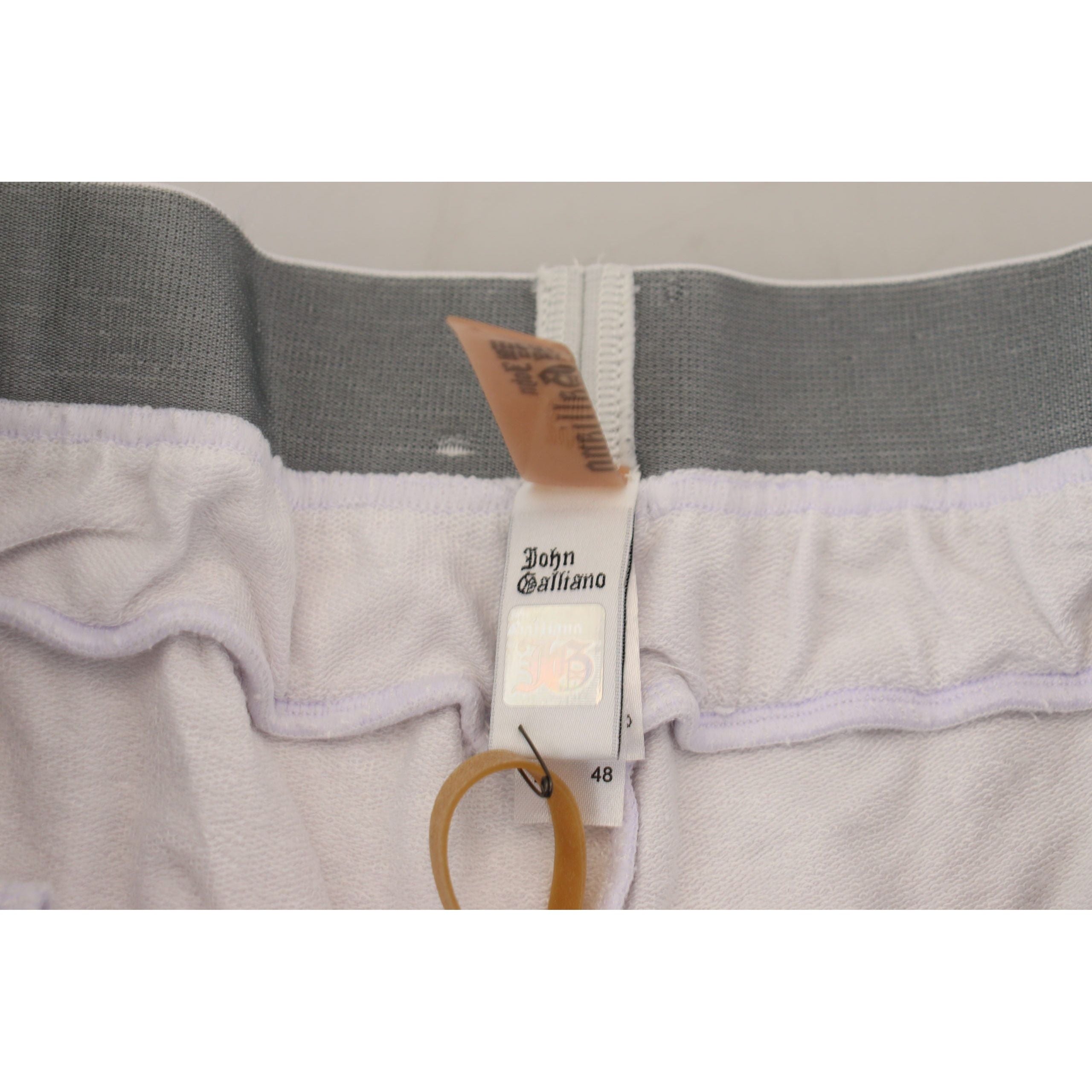 John Galliano White Cotton Jogger Pants - Casual Elegance