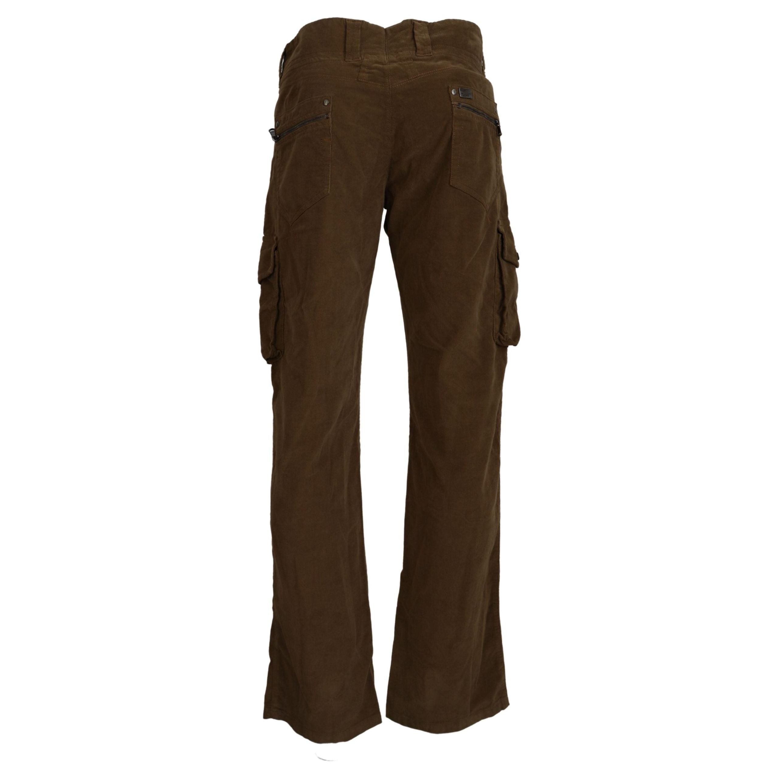 Ermanno Scervino Brown Corduroy Cargo Pants Elegance