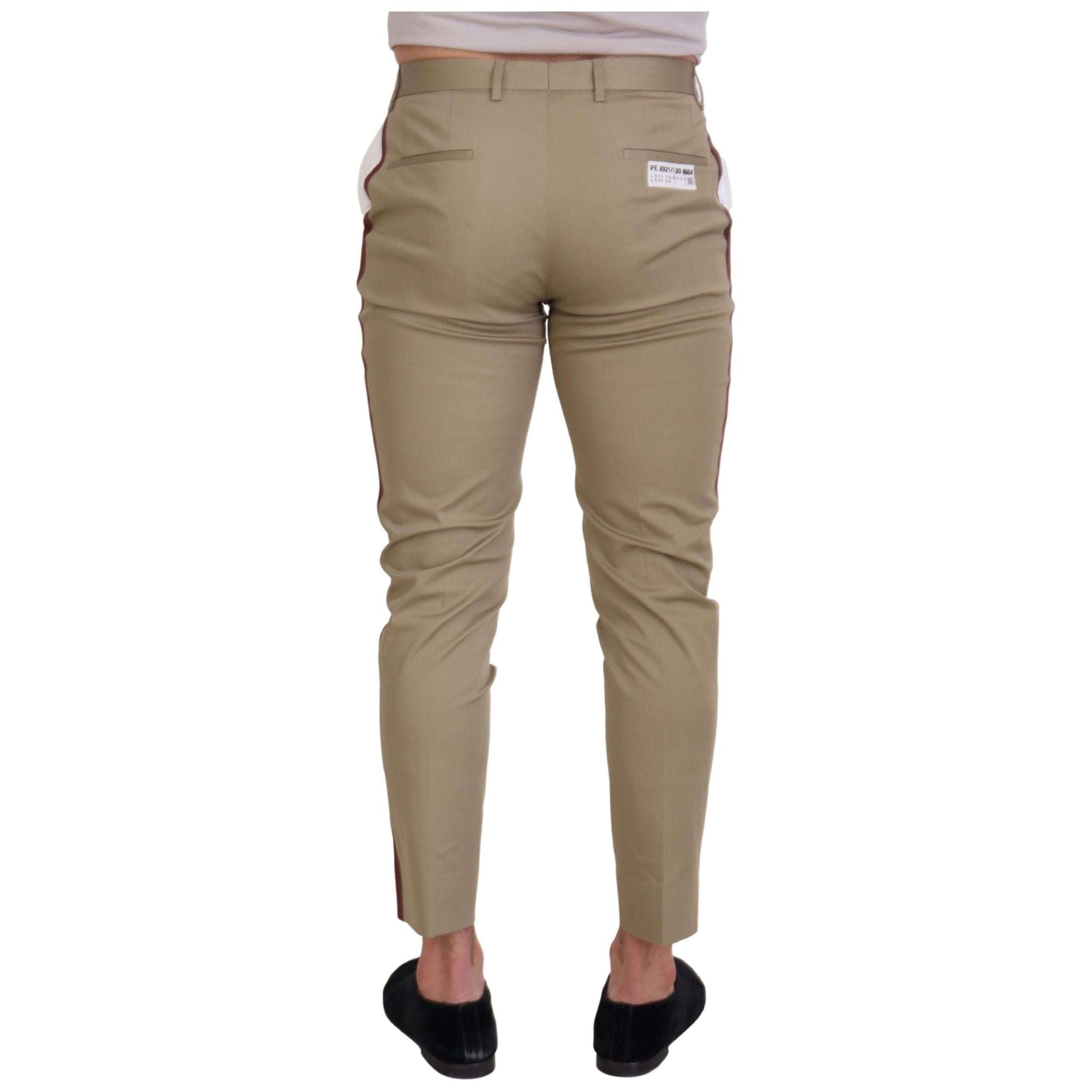 Dolce & Gabbana Two-Tone White & Brown Chic Cotton Pants