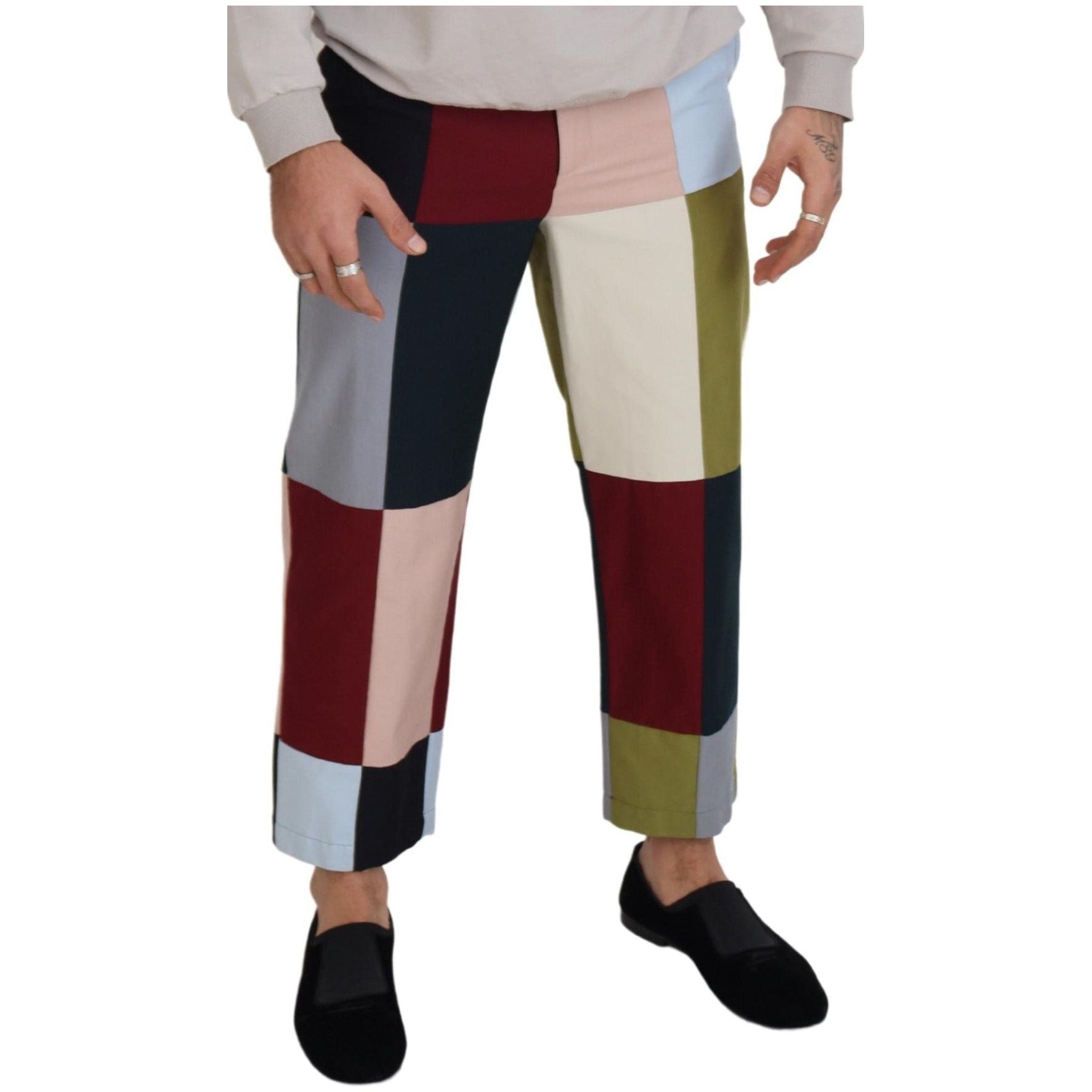 Dolce & Gabbana Multicolor Cotton Patchwork Pants Deluxe