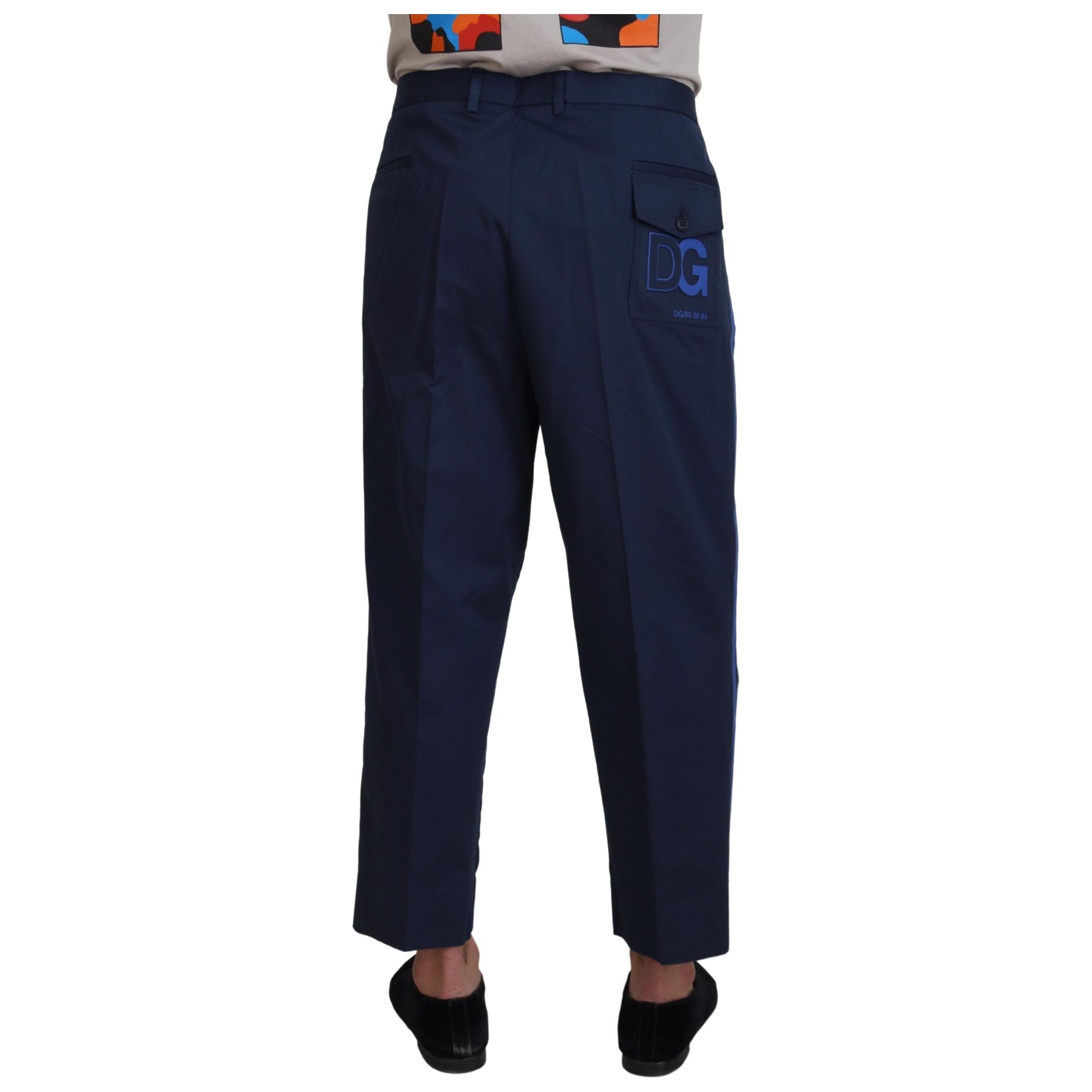 Dolce & Gabbana Navy Wool-Blend Cropped Trousers Elegance