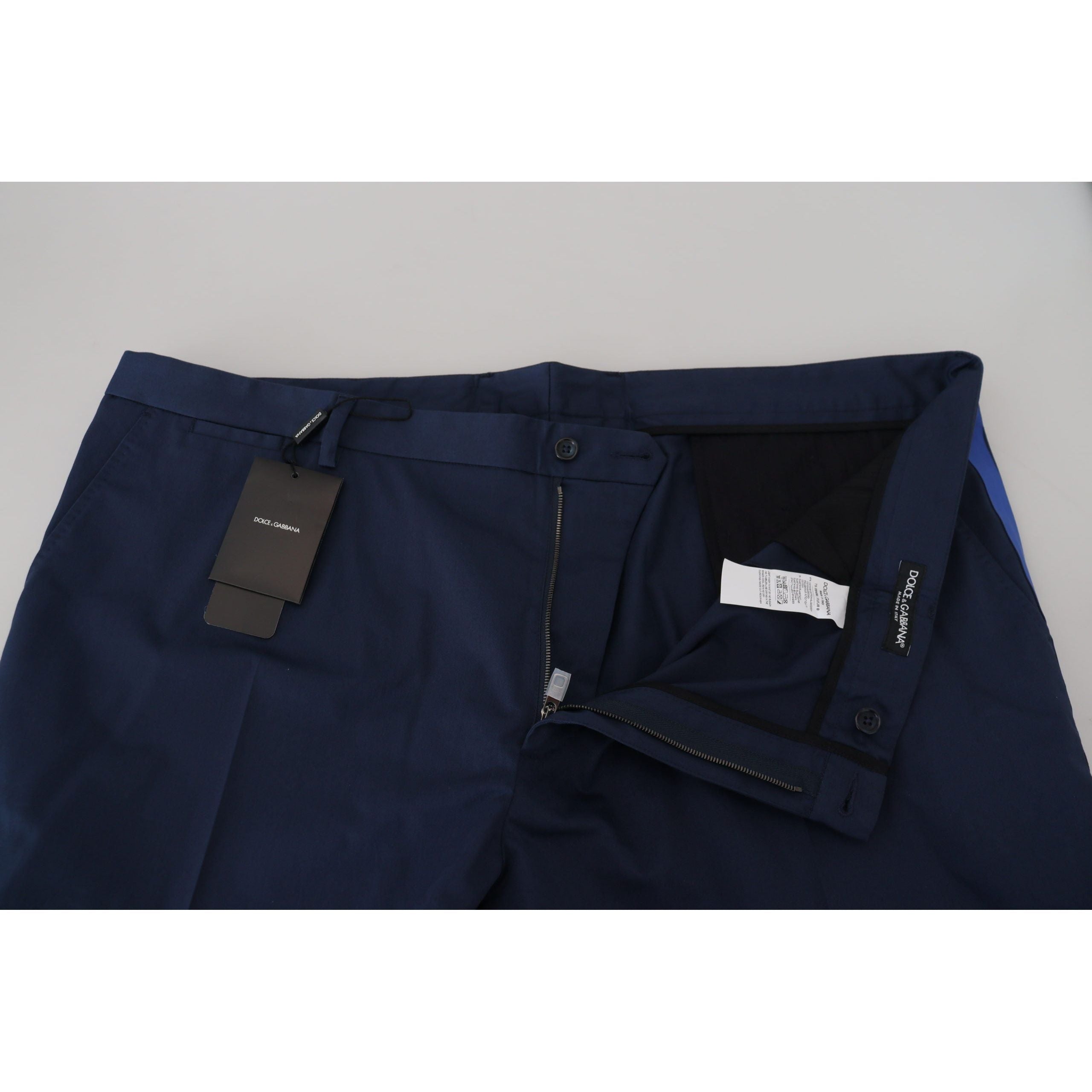 Dolce & Gabbana Navy Wool-Blend Cropped Trousers Elegance